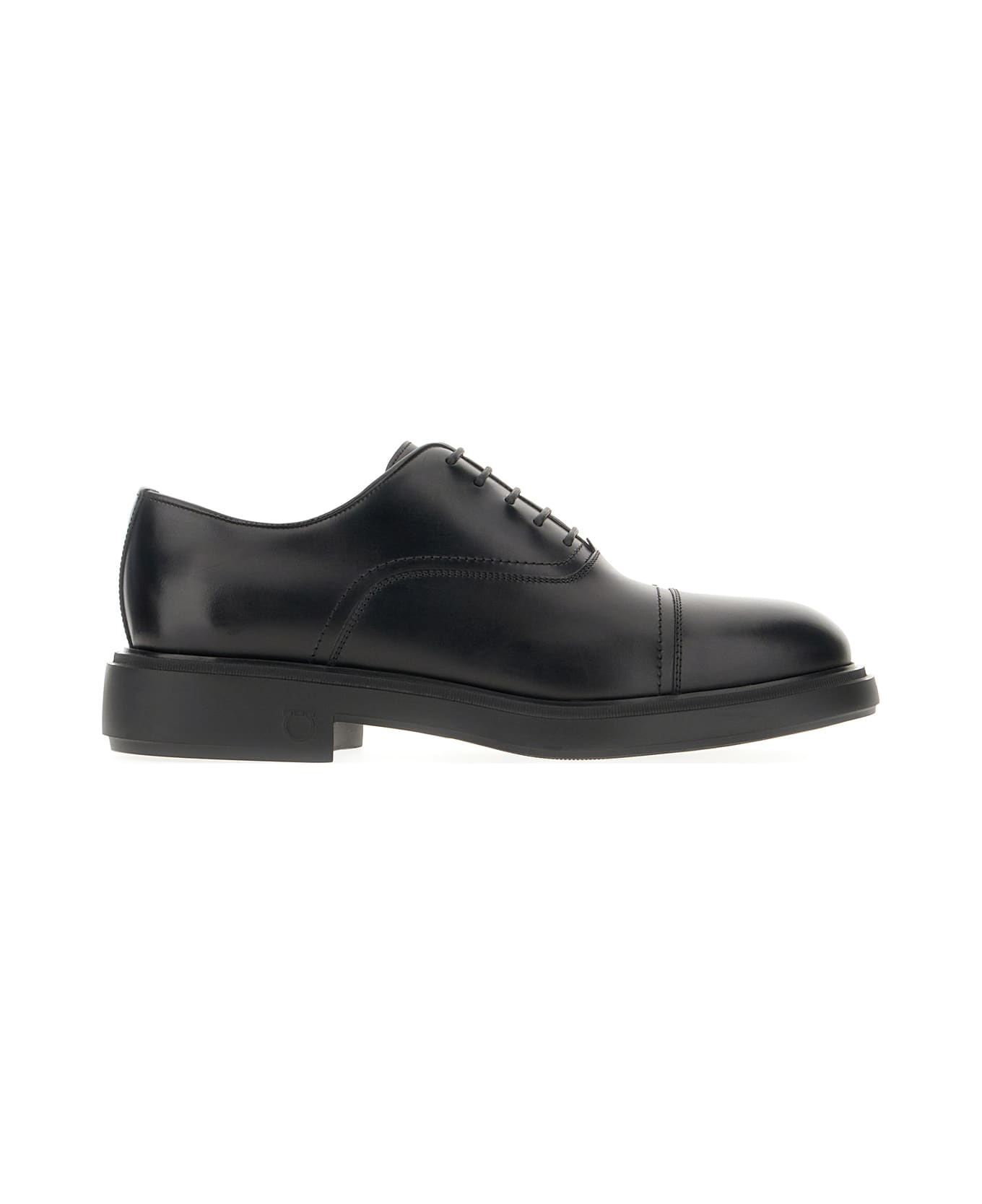 Ferragamo Black Leather Camden Lace-up Shoes - Nero