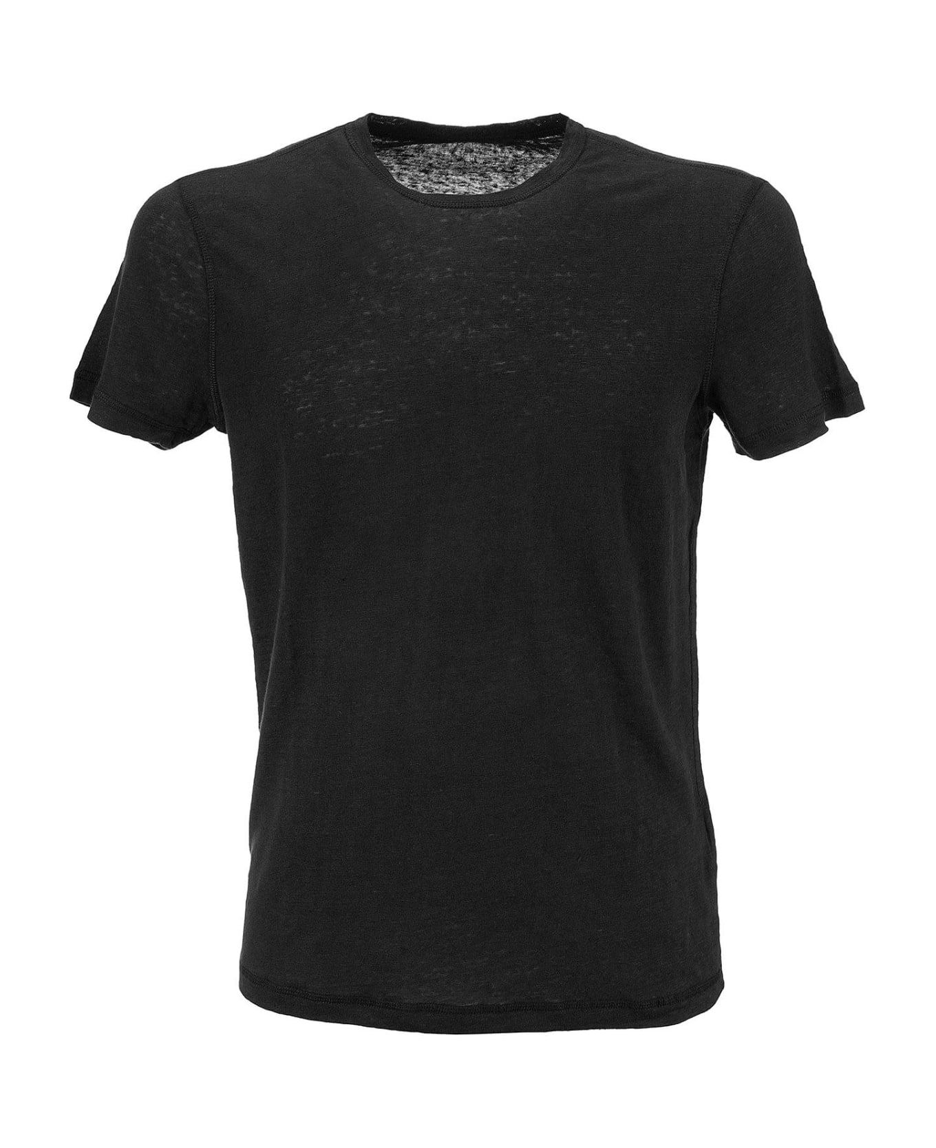 Majestic Filatures Short-sleeved Slim-fit Crew Neck T-shirt - Black