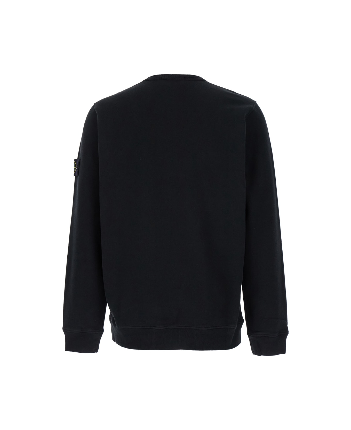 Stone Island Black Crewneck Sweatshirt With Logo Patch In Cotton Man - Nero