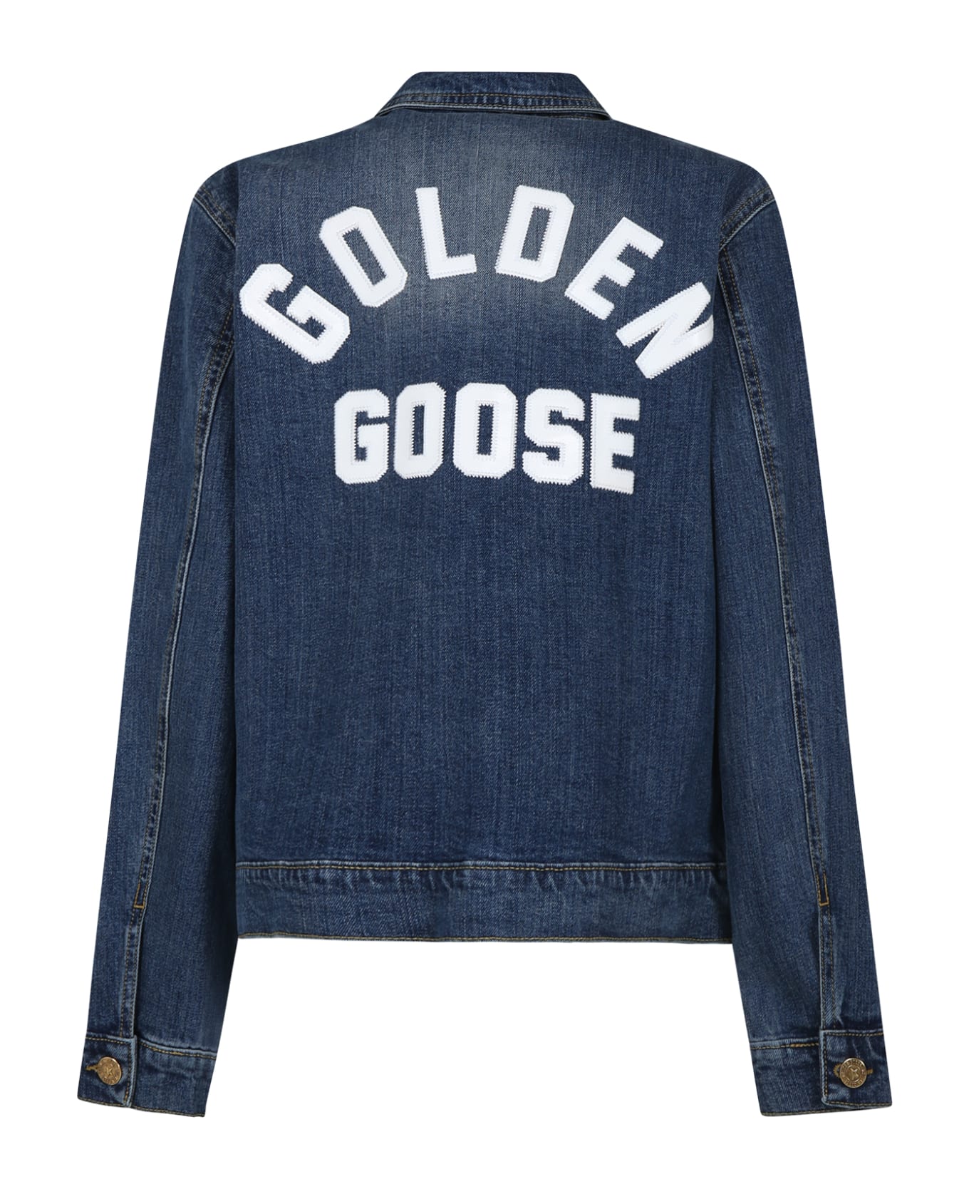 Golden Goose Blue Jacket For Kids With Logo - Denim