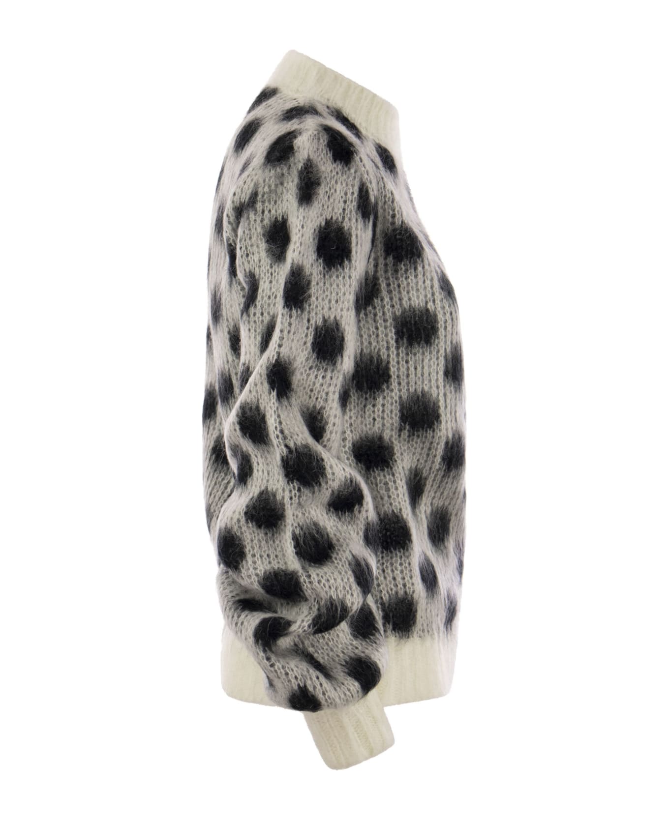Marni Brushed Mohair Sweater With Polka Dots - White/black ニットウェア