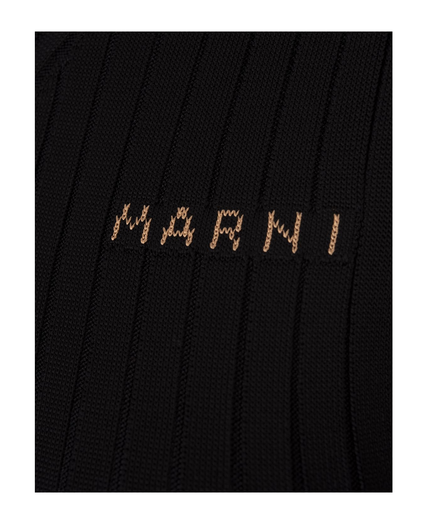 Marni Black Long Sleeveless Ribbed Knit Dress - Black