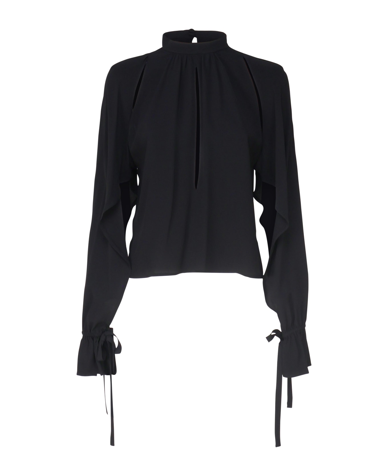 Pinko Flowing Blouse In Silk Blend - Black Limousine