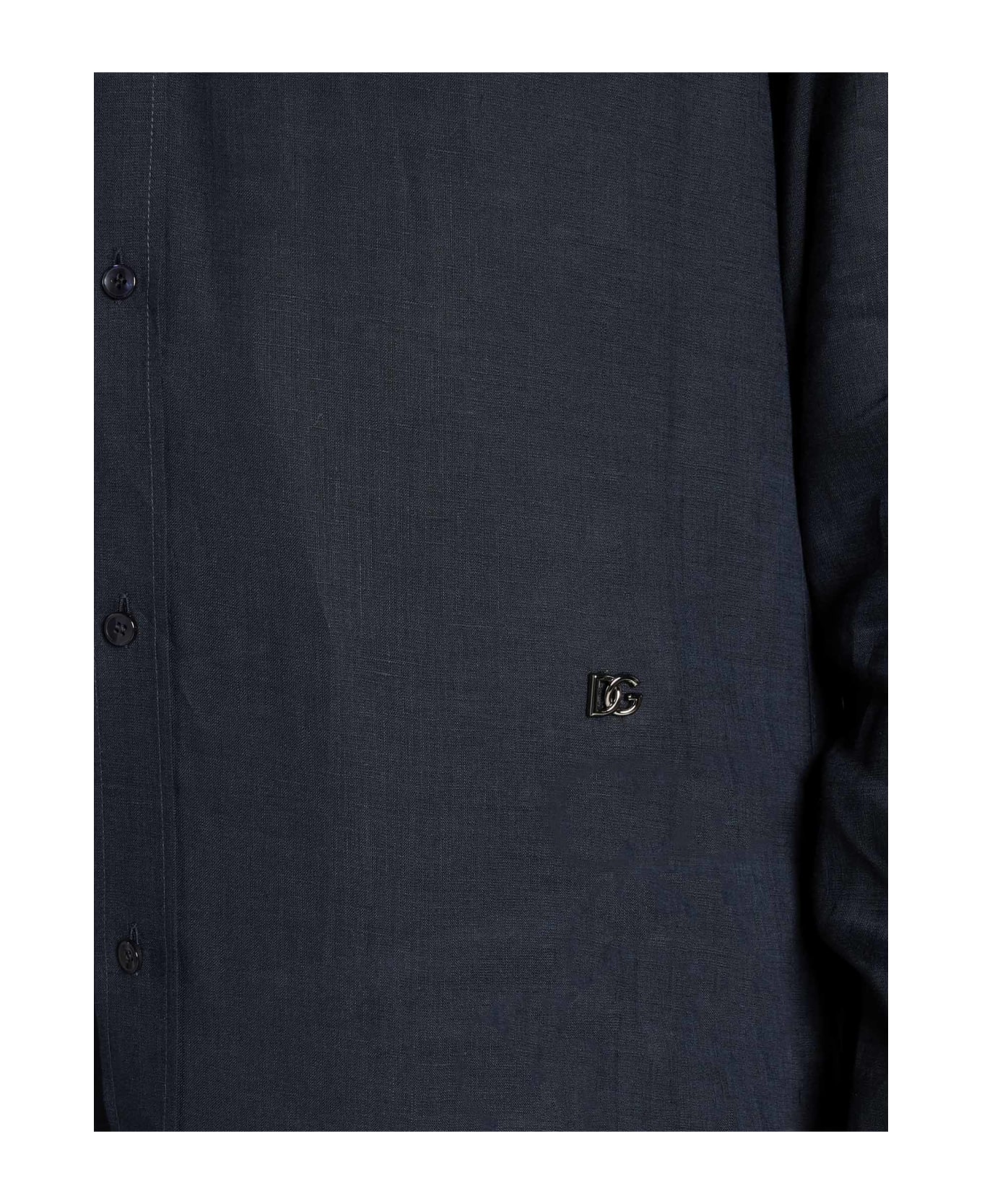 Dolce & Gabbana Slim Fit Plain Logo Plaque Shirt - Petrolio scurissimo