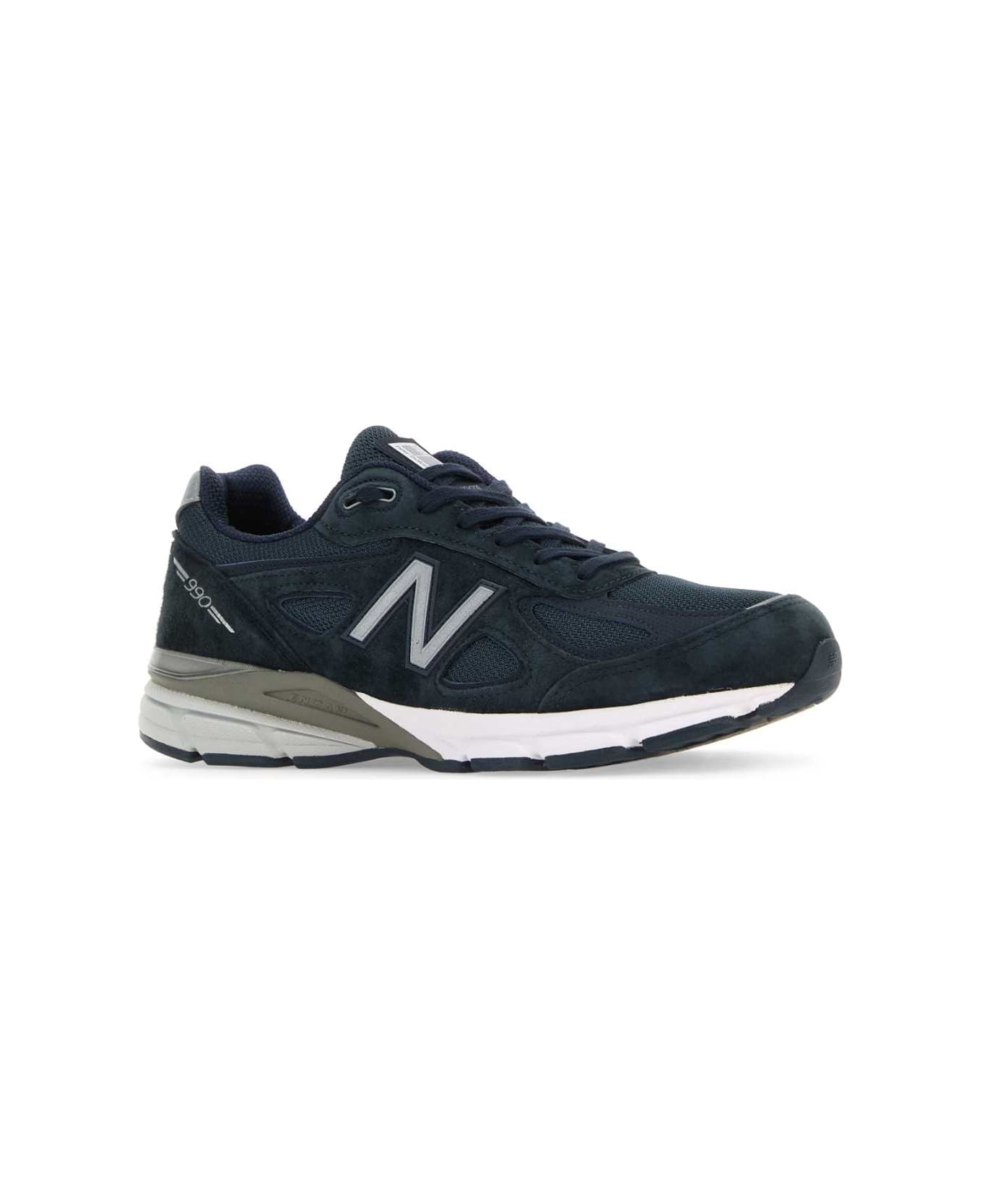 New Balance Blue Fabric And Suede 990v4 Sneakers - NAVY