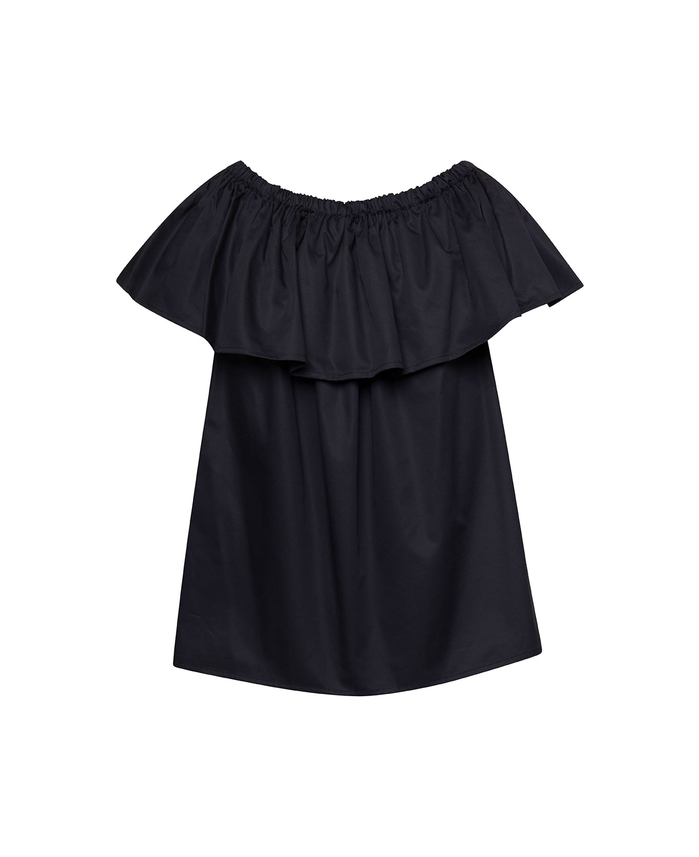 Douuod Black Sleeveless Ruffle Top In Cotton Woman - Black