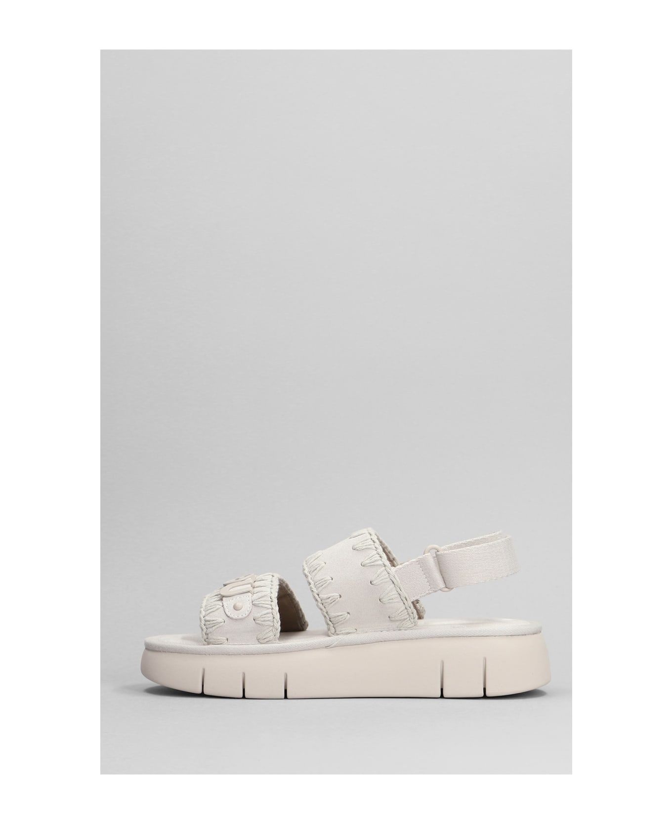 Mou Bounce Sandals In Grey Suede - Chalk サンダル