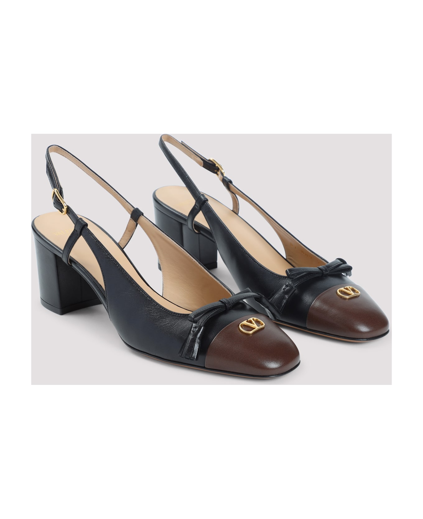 Valentino Garavani Valet Du Roi T.60 Sling Back - Bxv Nero Light Coffee
