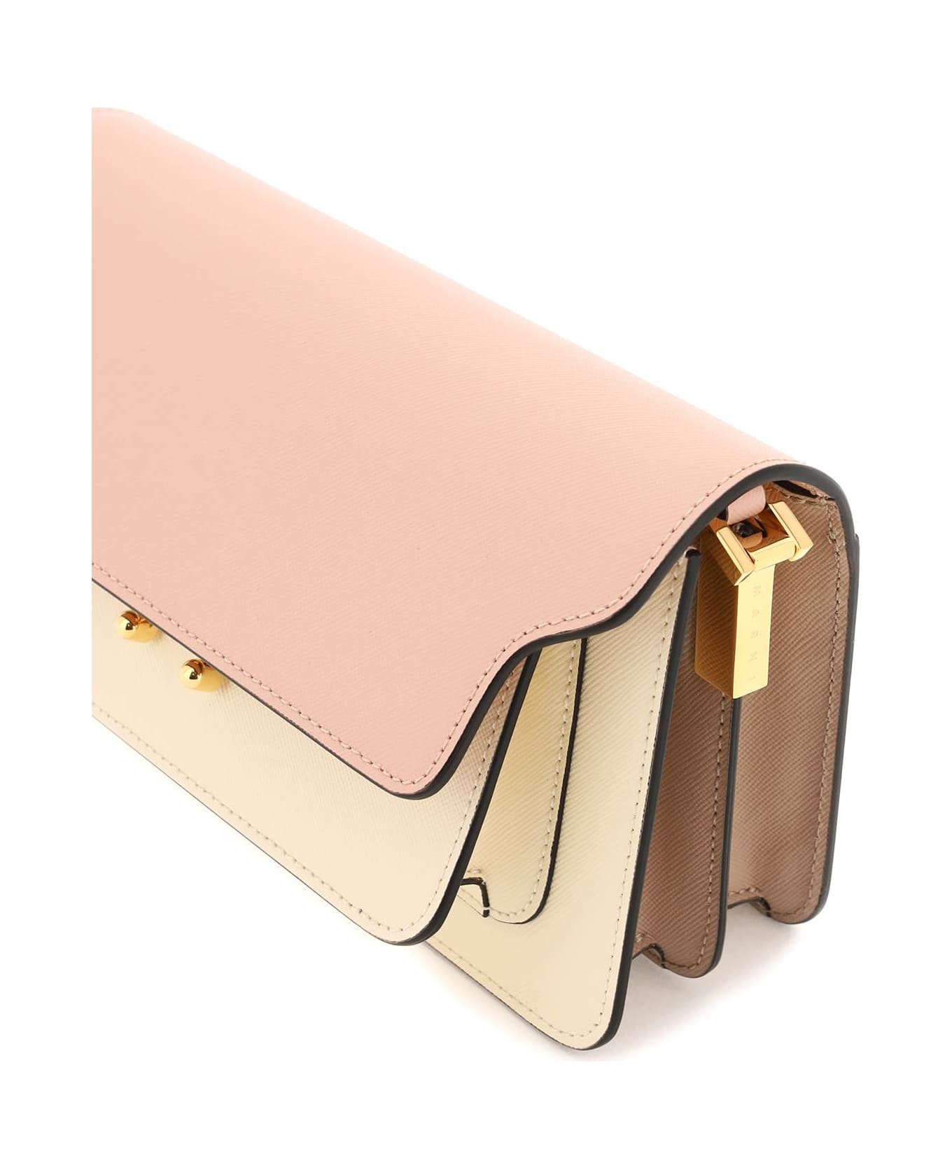 Marni Tricolour Leather Trunk East-west Bag - CAMELLIA TALC NATURAL (Pink)