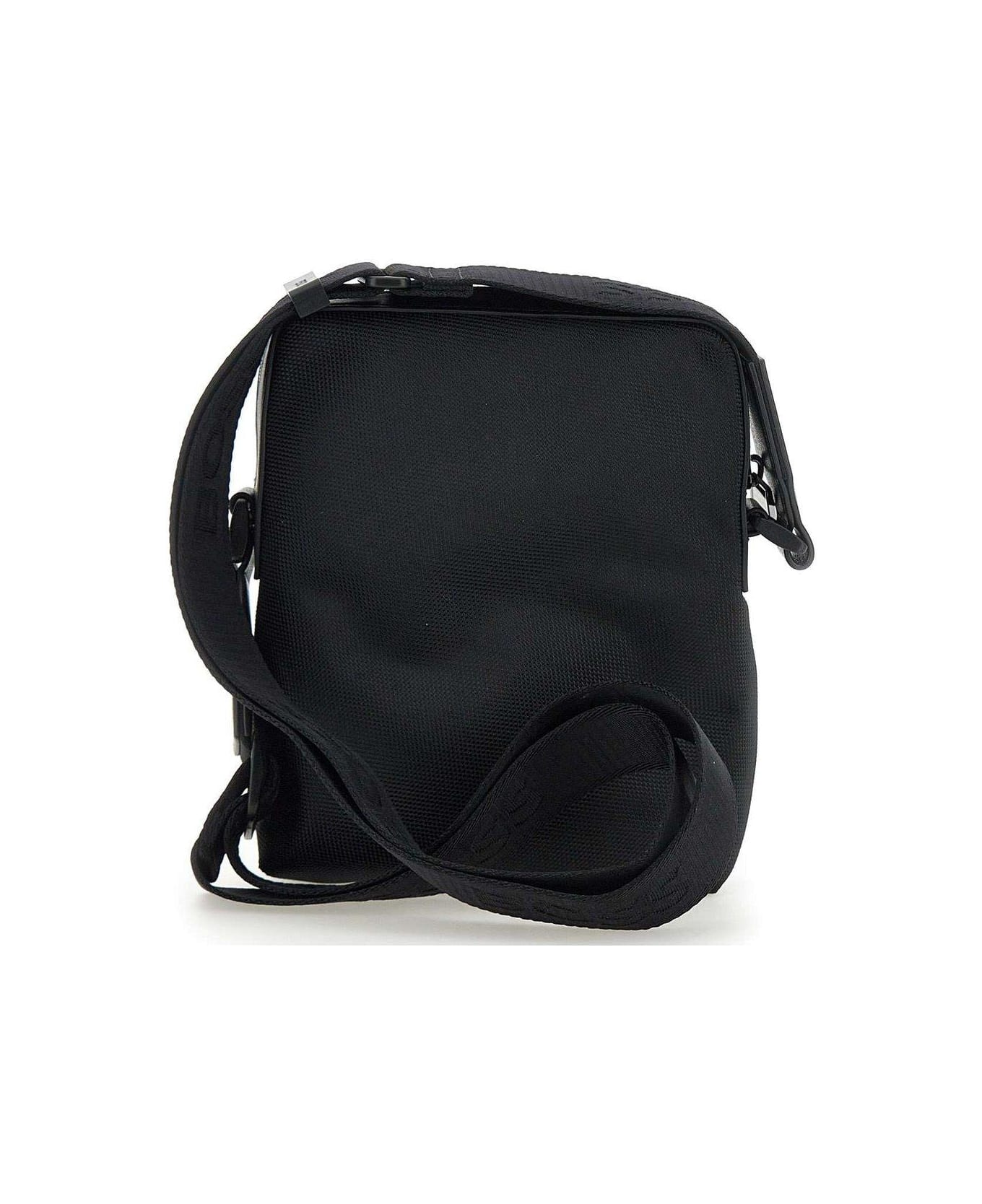 Hugo Boss Logo Debossed Zip-up Messenger Bag - Black