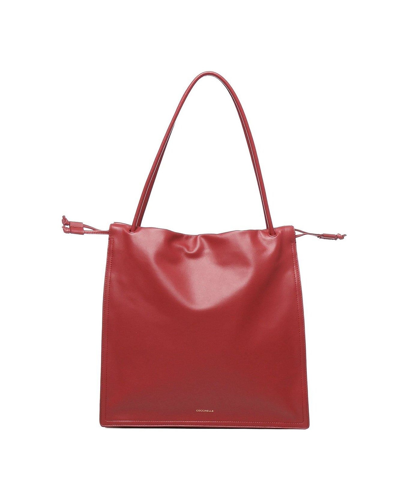 Coccinelle Logo Embossed Drawstring Tote Bag - Red