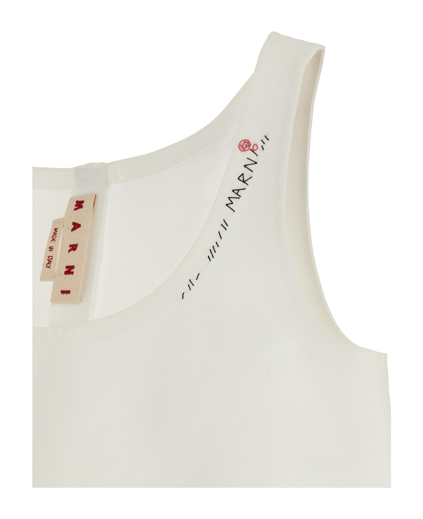 Marni Logo Embroidery Dress - White