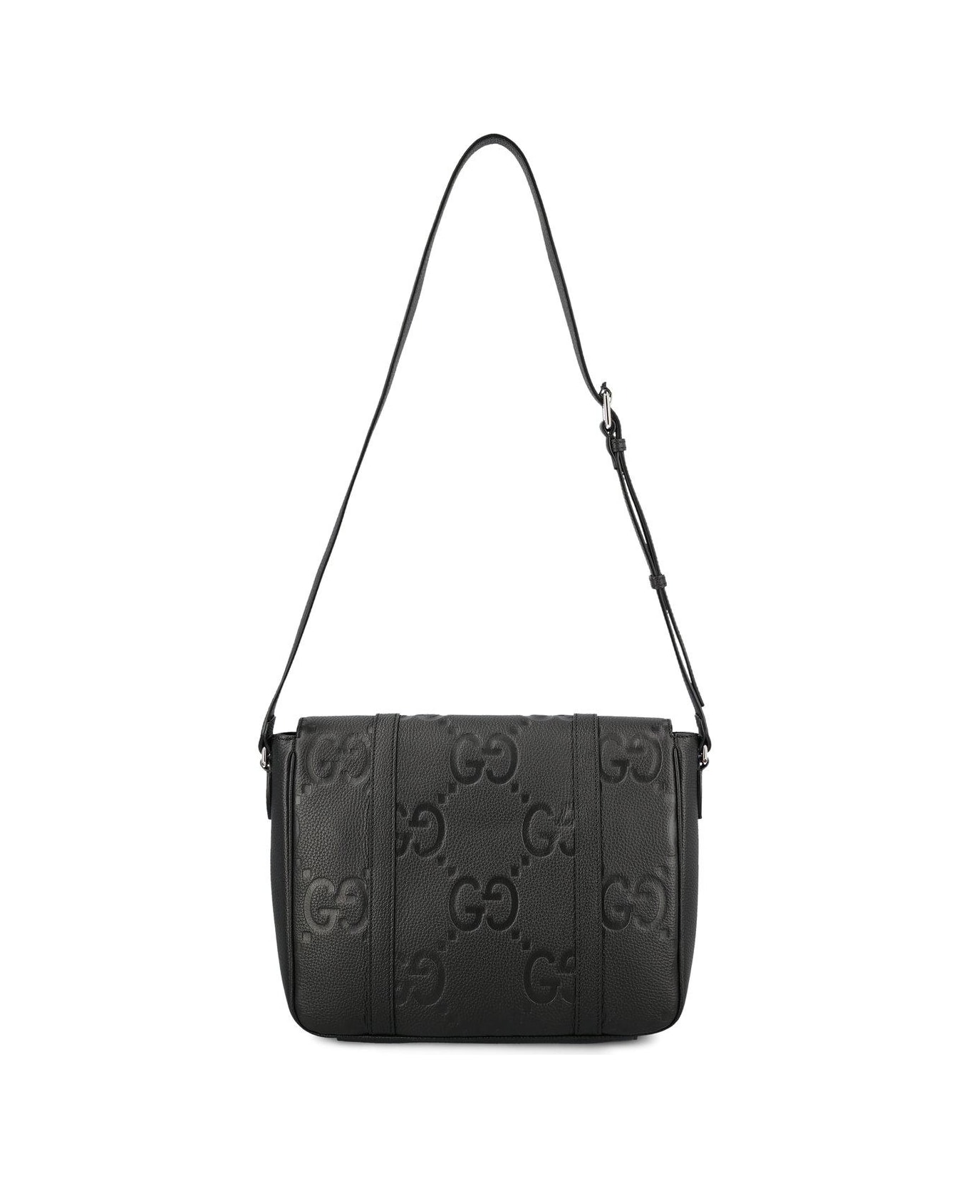 Gucci Medium Jumbo Gg Foldover Top Messenger Bag - Black