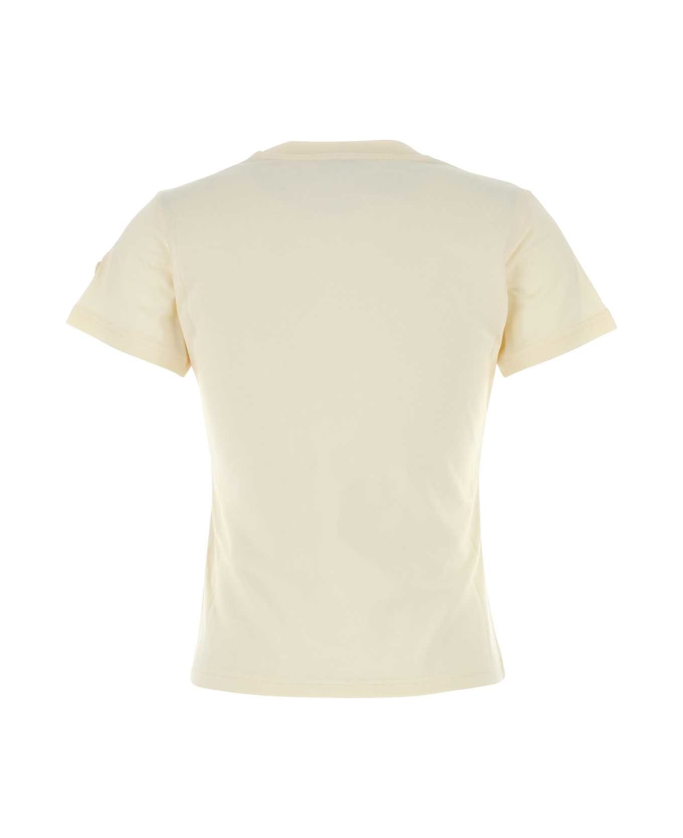 Moncler Ivory Cotton T-shirt - NEUTRALS