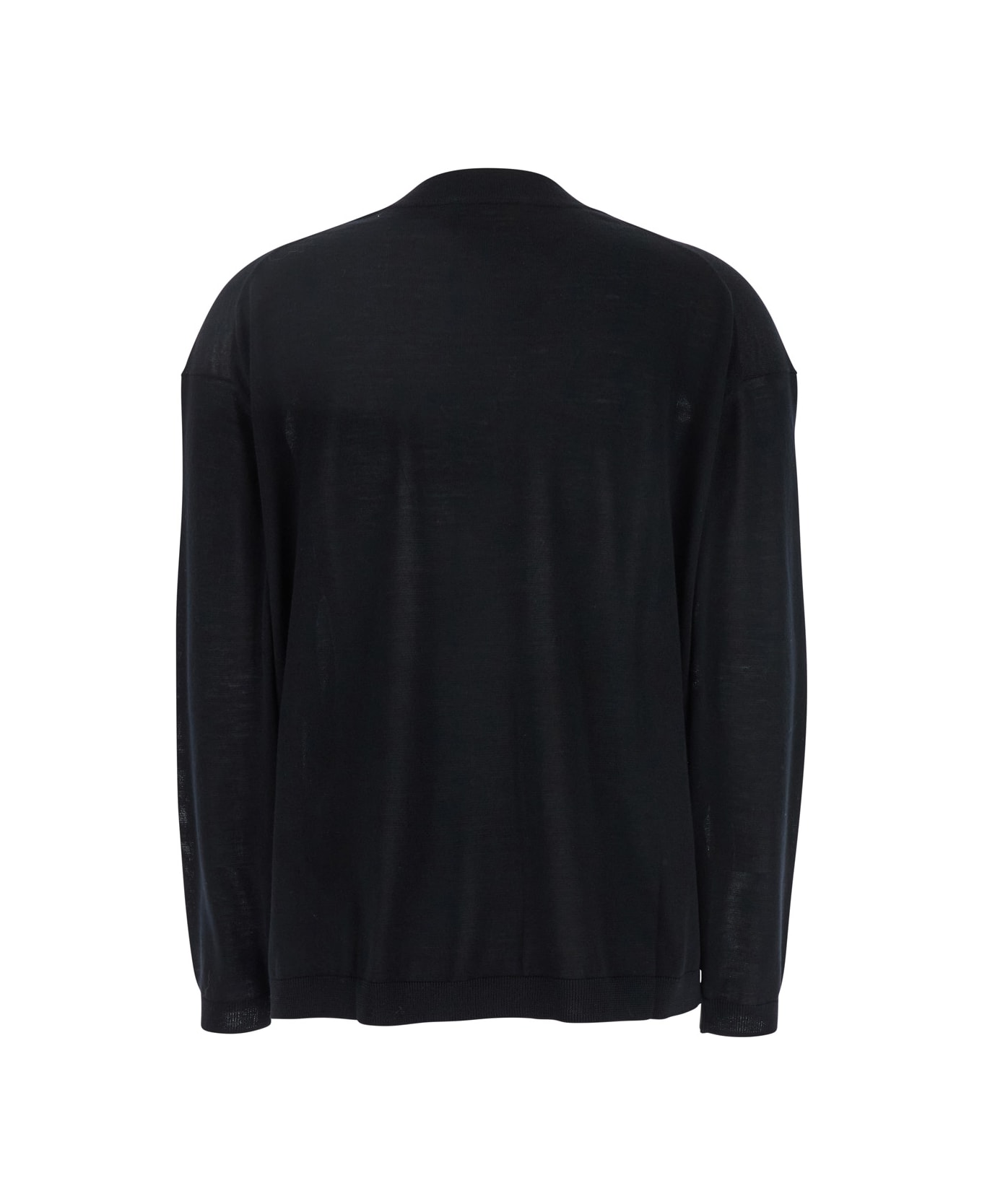 SEMICOUTURE Black Sweater With V-neck And Logo Embroidered On The Side In Virgin Wool Woman - Black