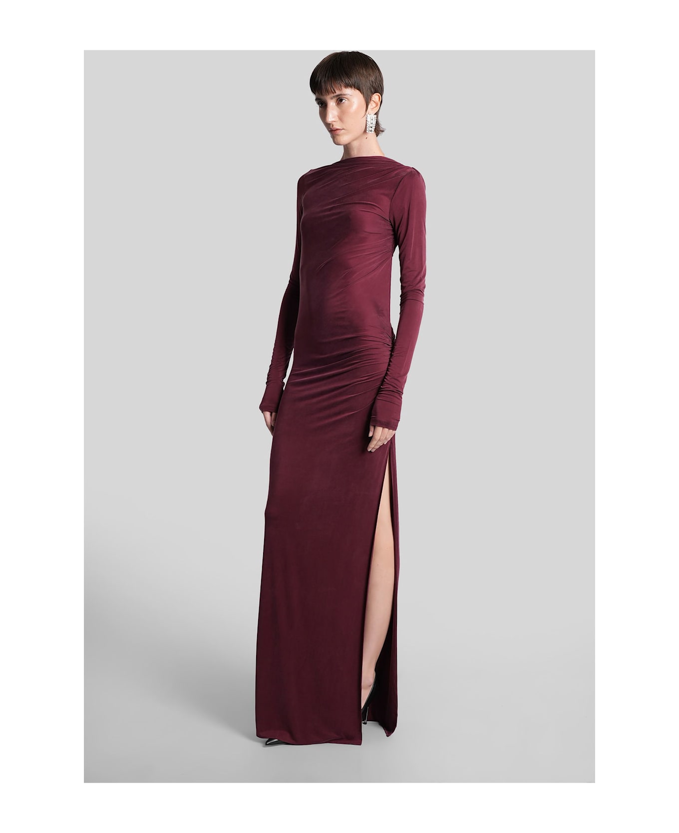 The Andamane Sophie Maxi Long Dress In Bordeaux Polyamide Polyester - bordeaux