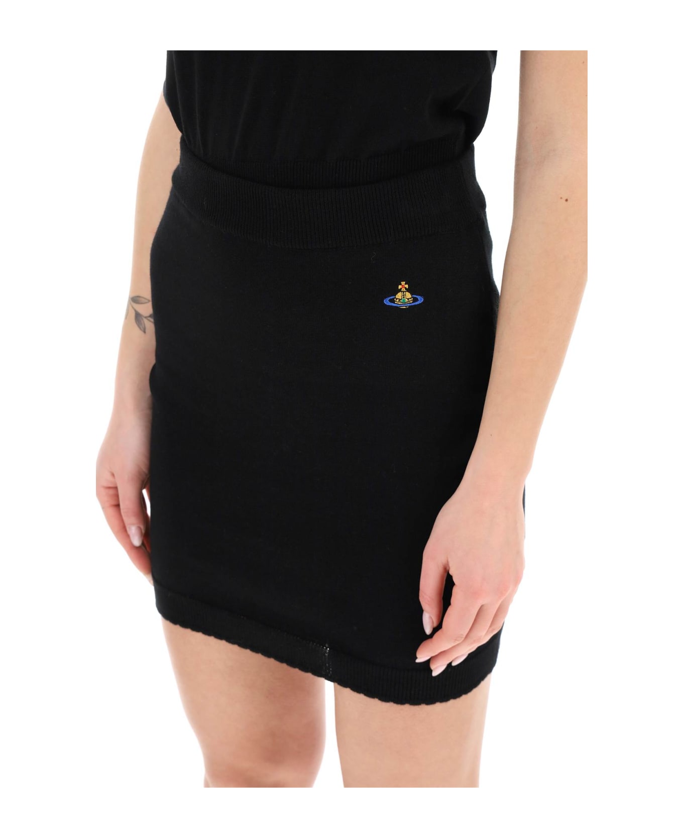 Vivienne Westwood 'bea' Mini Skirt With Logo Embroidery Detail - Black