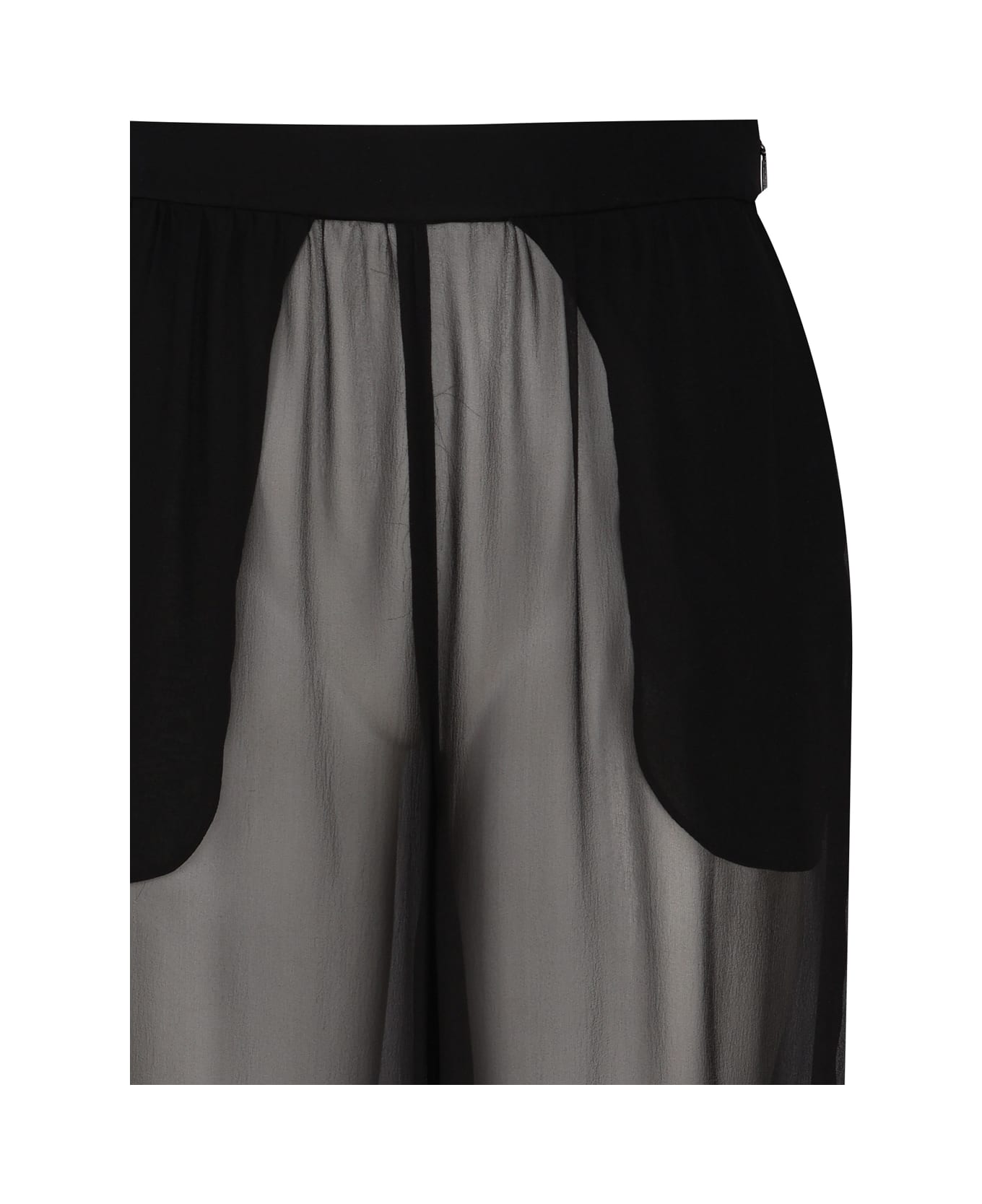 Saint Laurent Wide Trousers In Crepe Muslin - Black