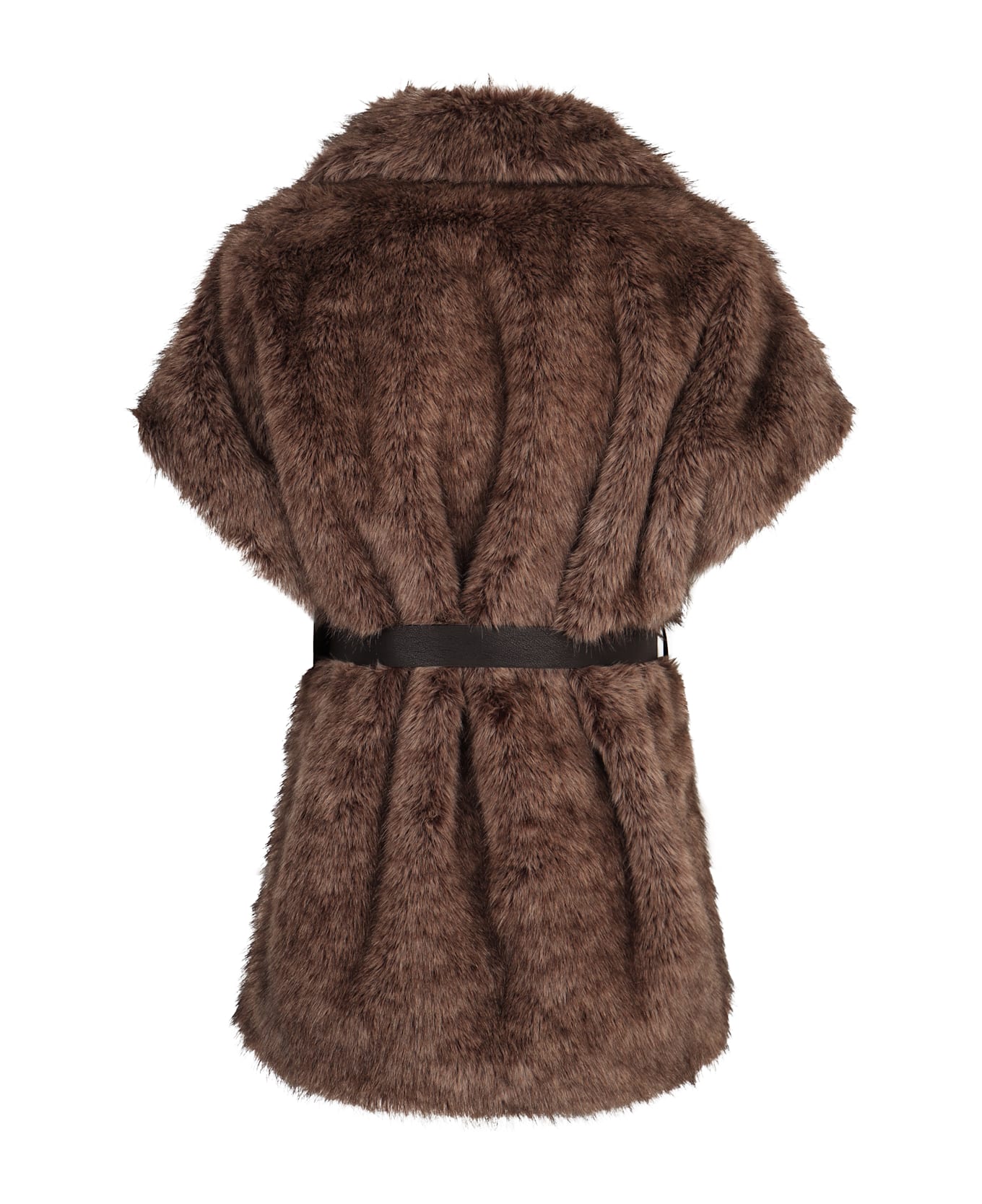 Parosh Eco-fur Vest - brown