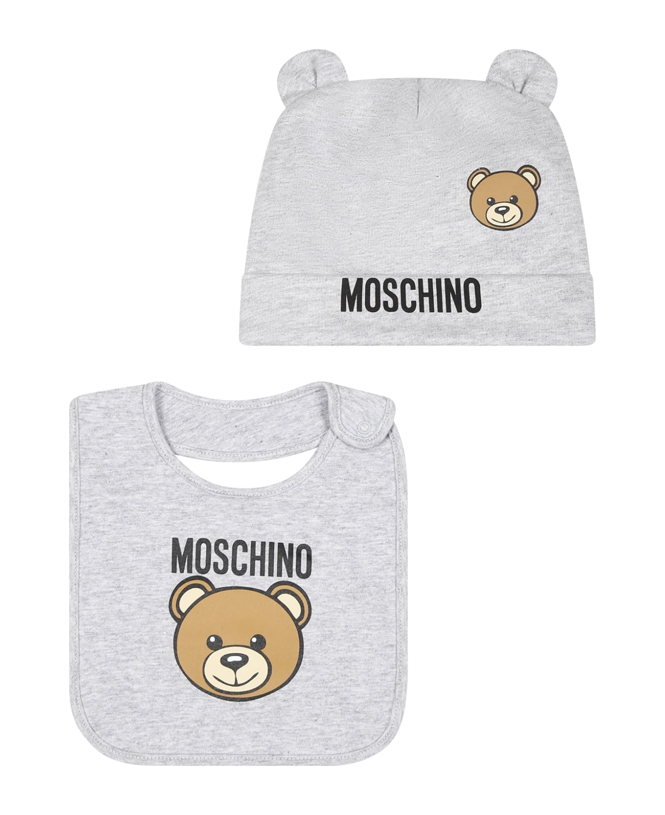 Moschino Grey Set For Babykids With Teddy Bear And Logo - Grey