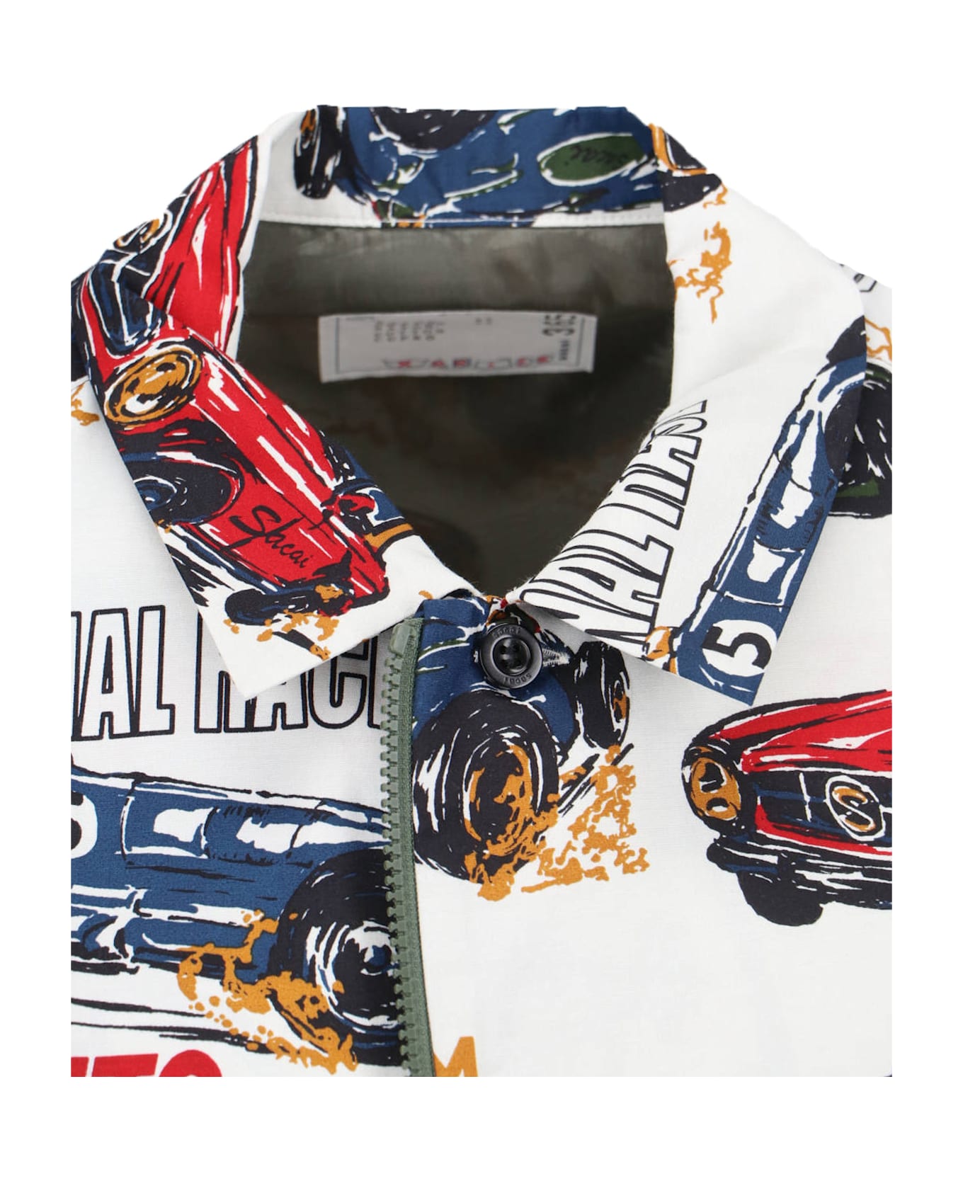 Sacai 
car Race And Tropical Print
 Shirt - White