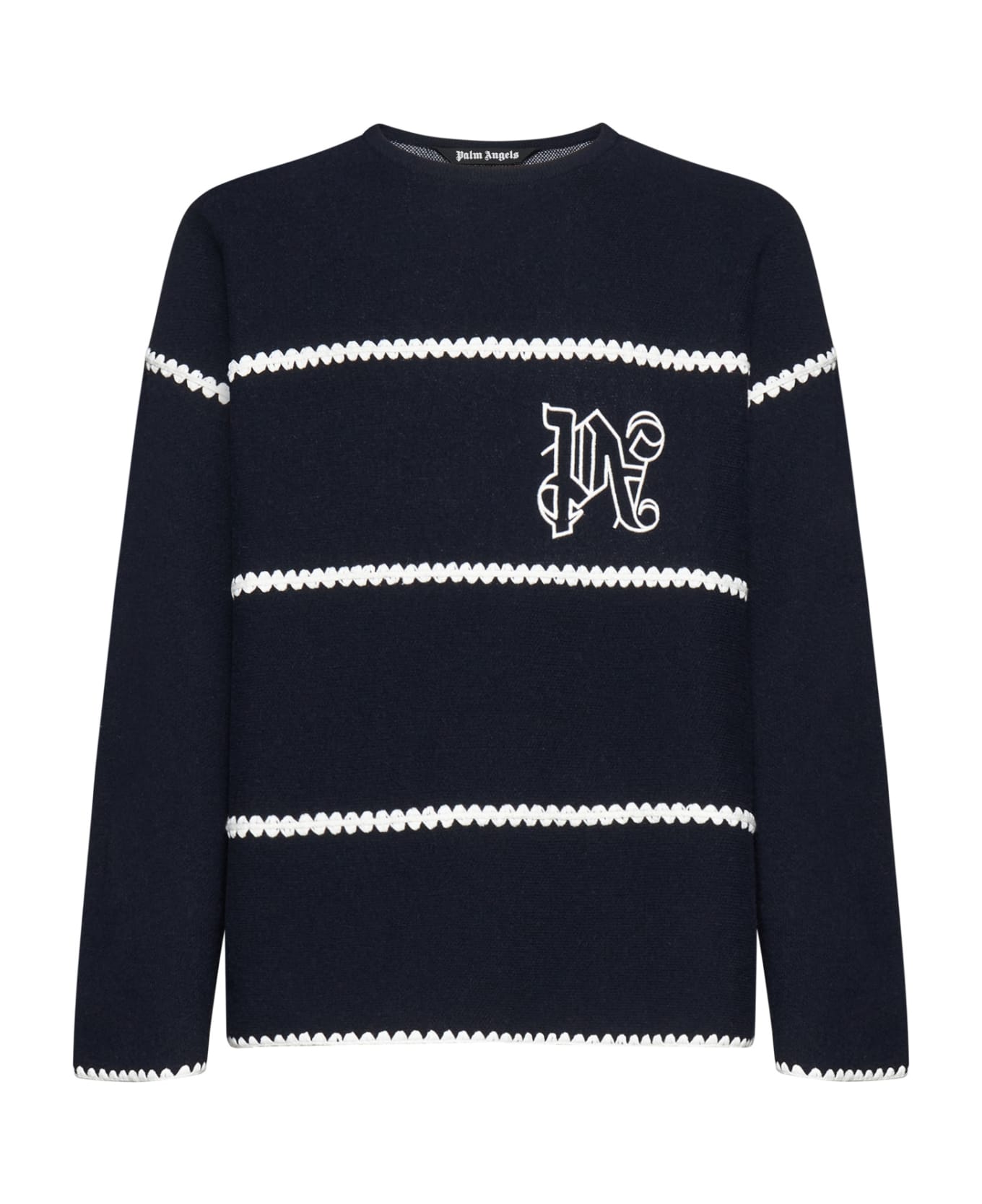 Palm Angels Monogrammed Striped Sweater - Blue