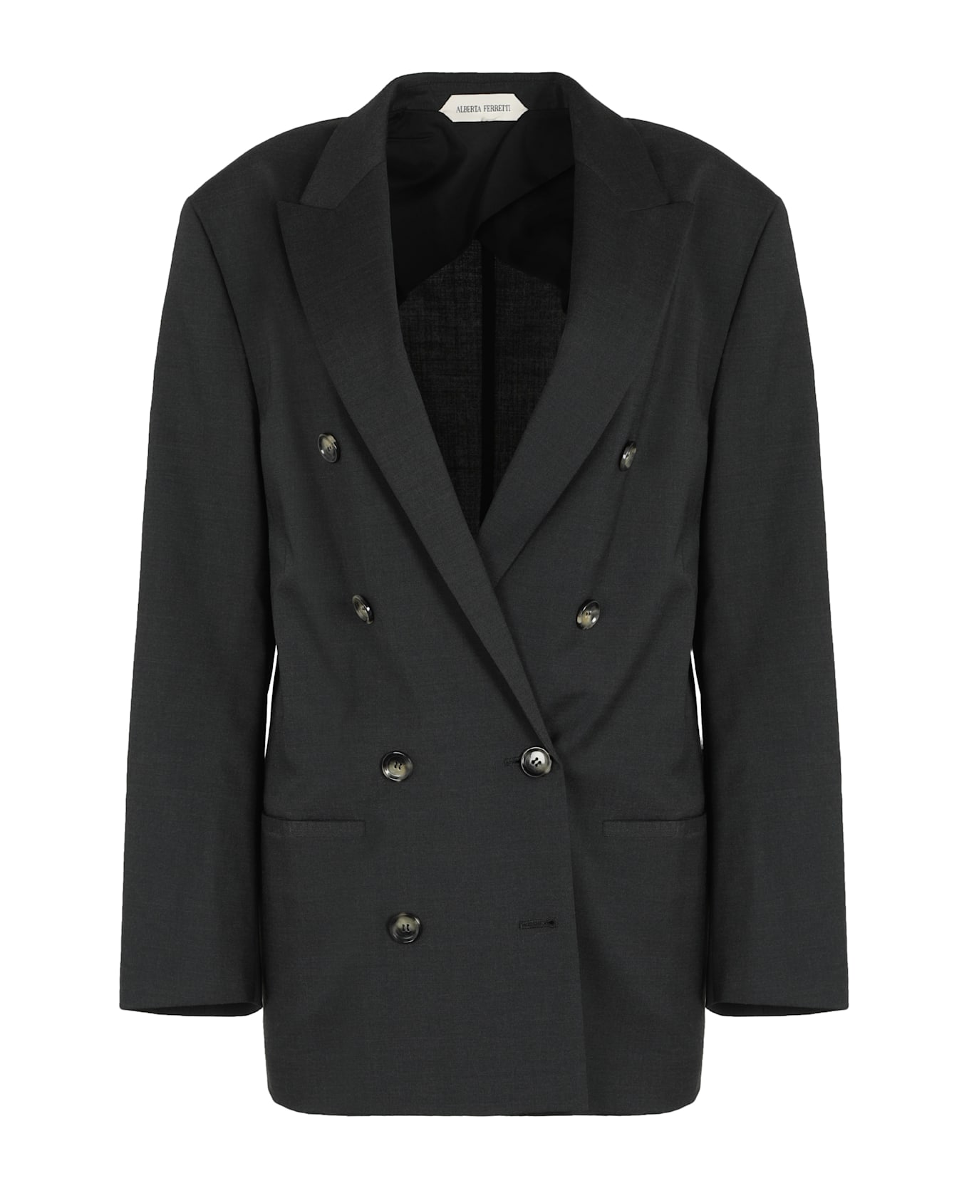 Alberta Ferretti Double-breasted Blazer In Wool Blend - grey