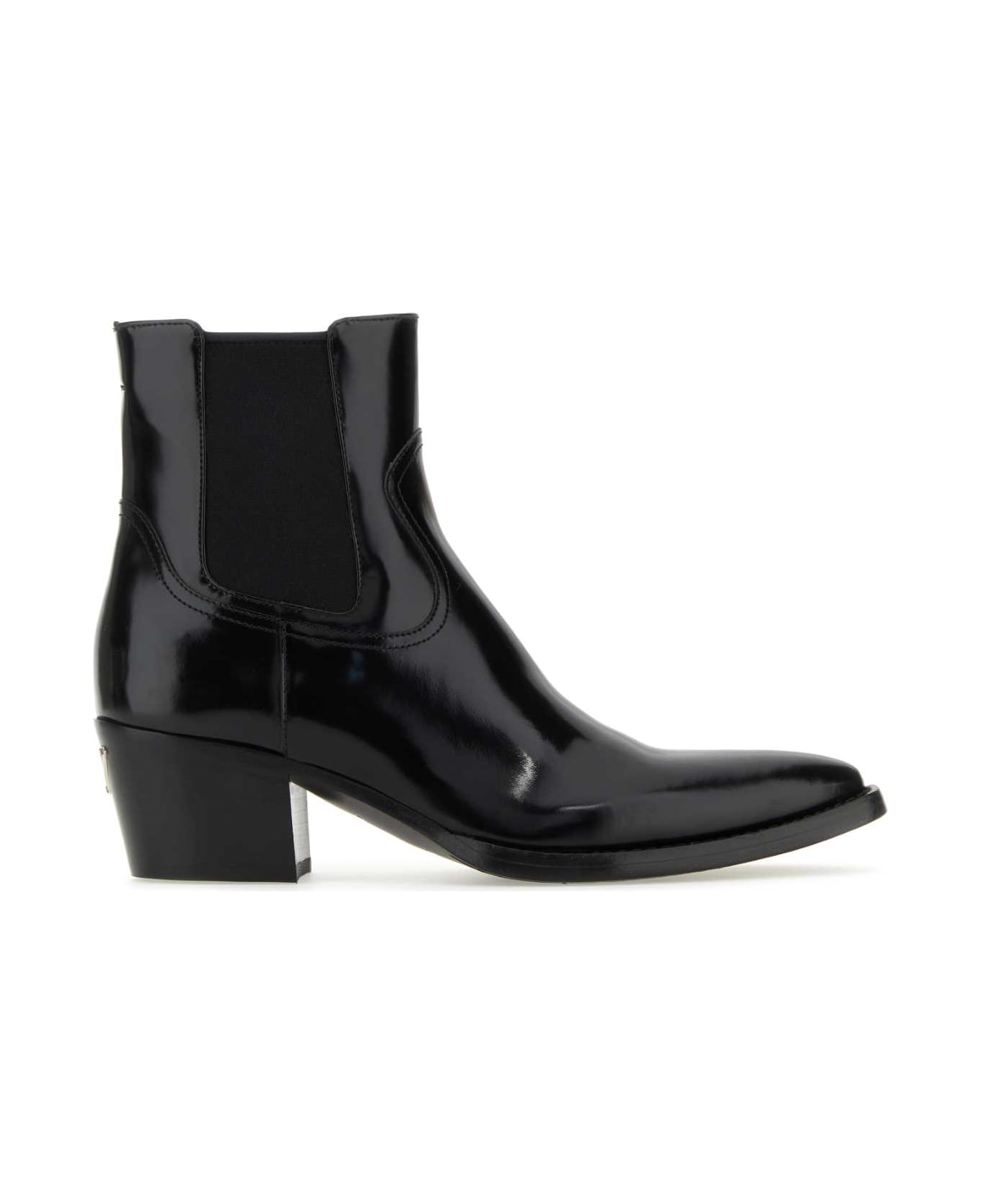 Prada Black Leather Ankle Boots - Black
