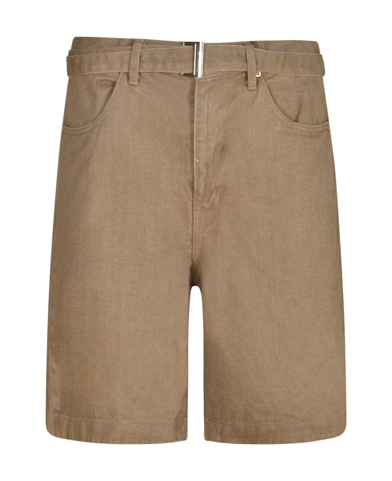Sacai Belted Denim Bermuda Shorts - Beige