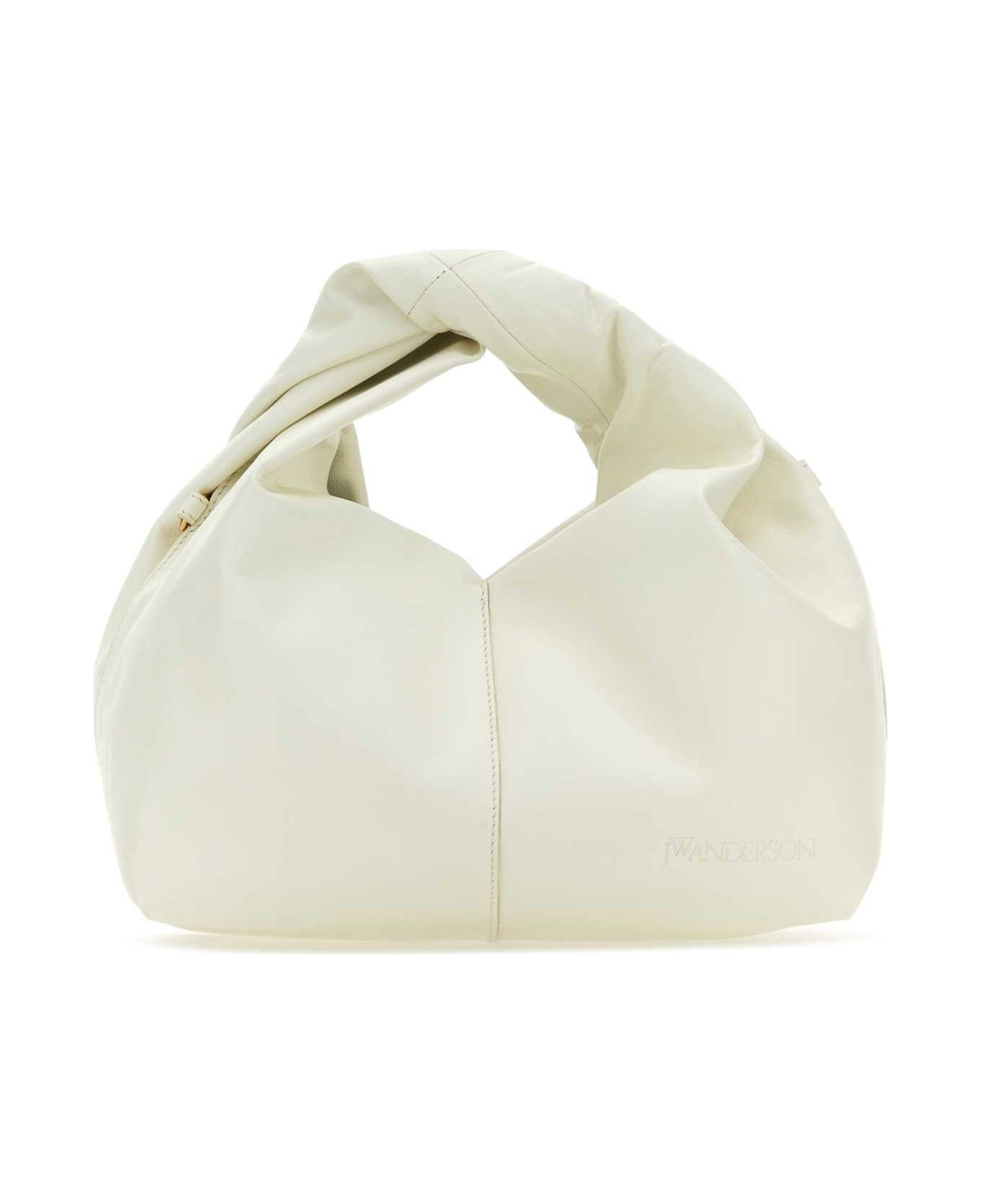 J.W. Anderson Ivory Leather Mini Twister Hobo Handbag - OFFWHITE トートバッグ