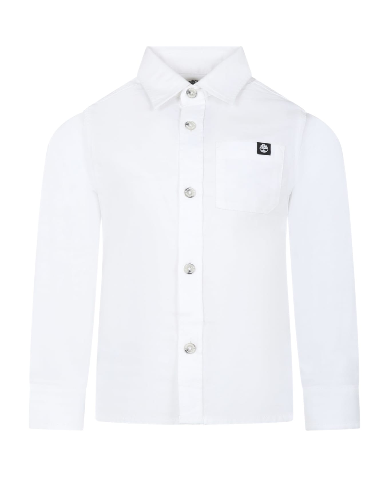 Timberland White Shirt For Boy With Logo - White