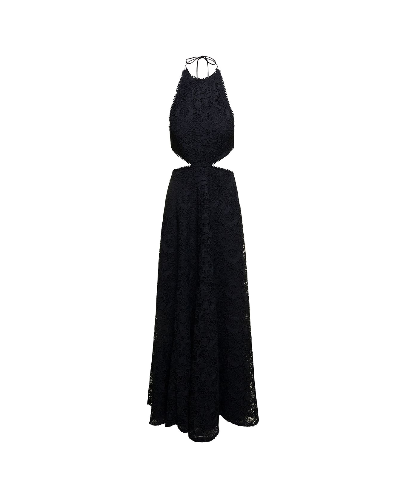 Sabina Musayev 'doro' Long Black Dress With Cut-out And Halter Neck In Lace Woman - Black