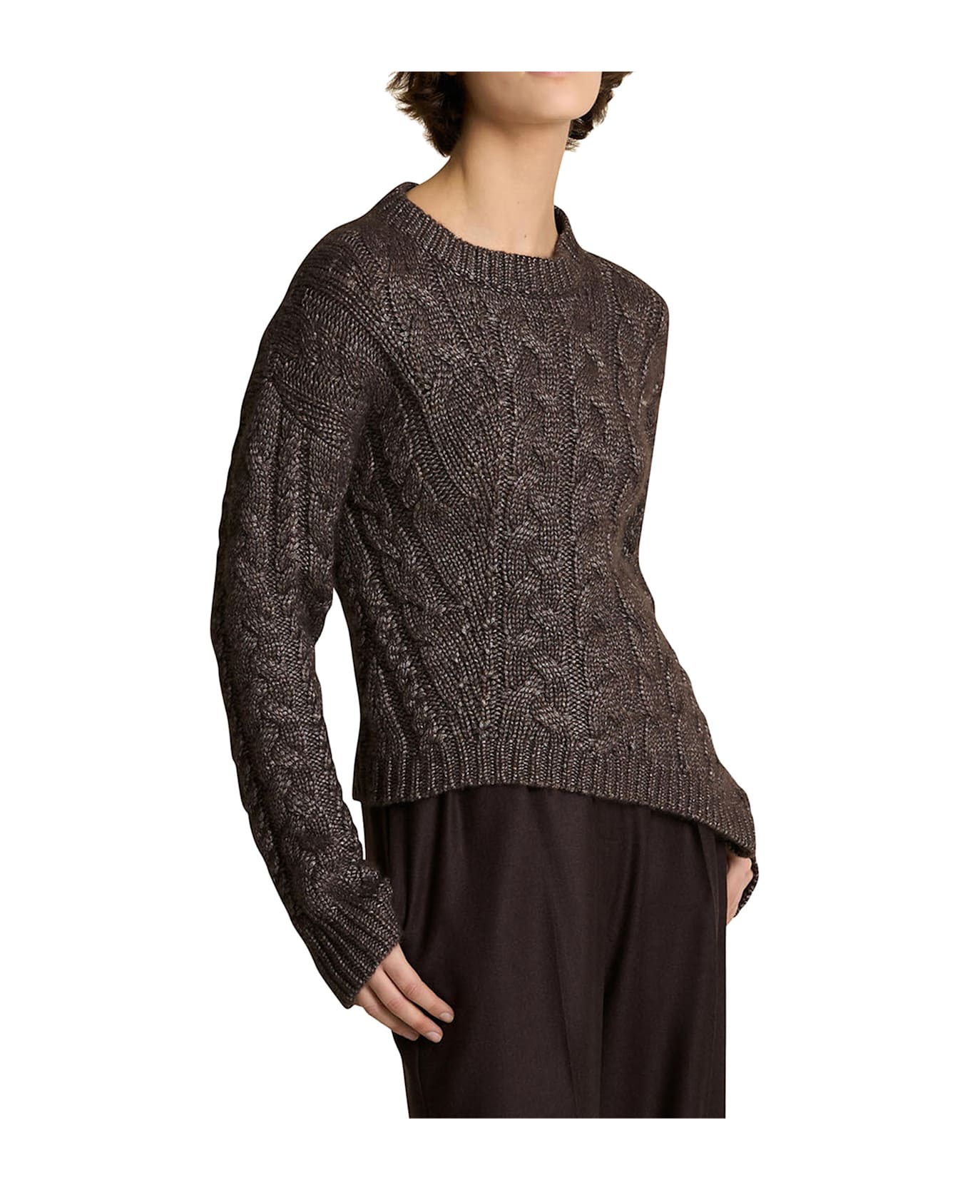 Kiton Sweater Roundneck Cashmere -  BROWN