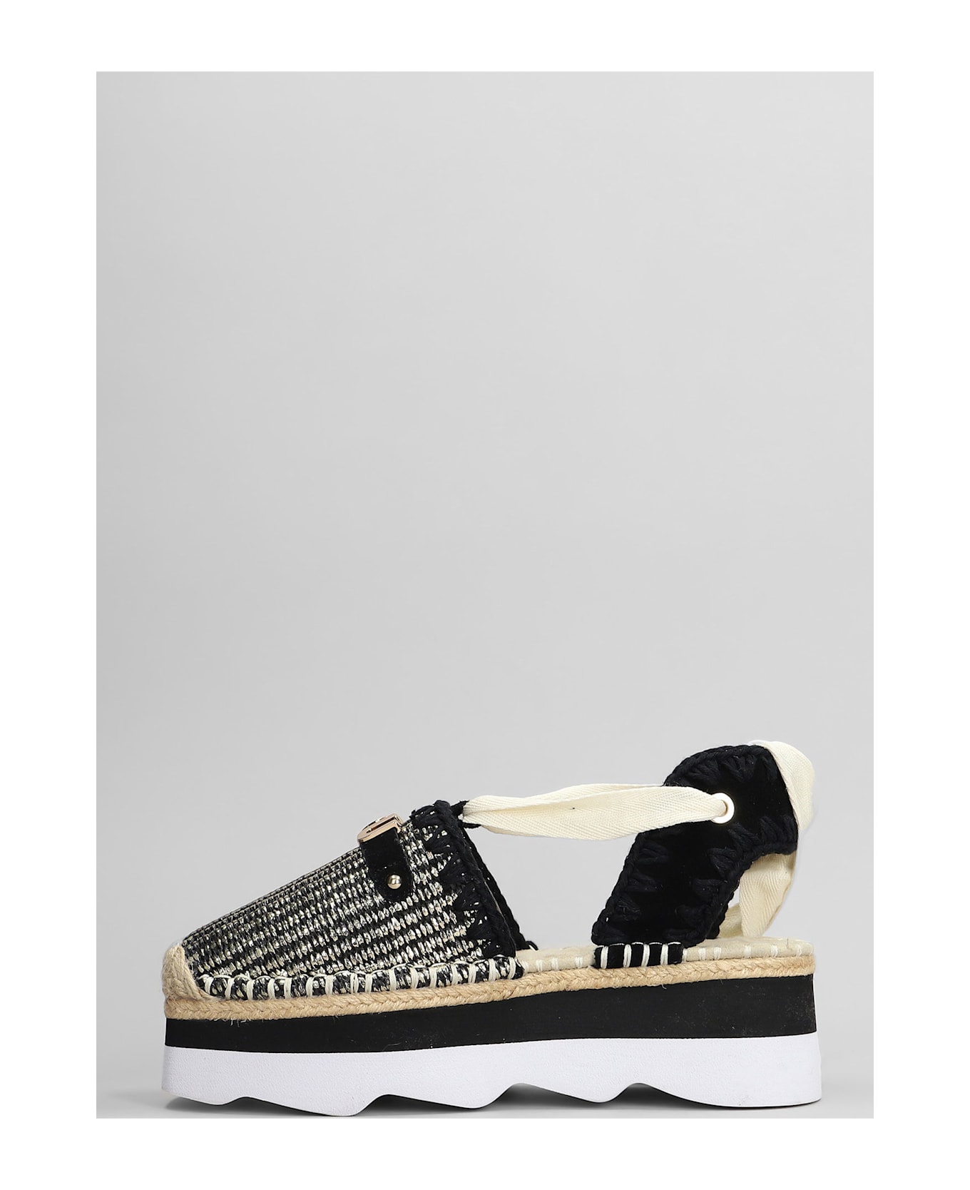 Mou Espa Sandal Espadrilles In Black Raffia - black