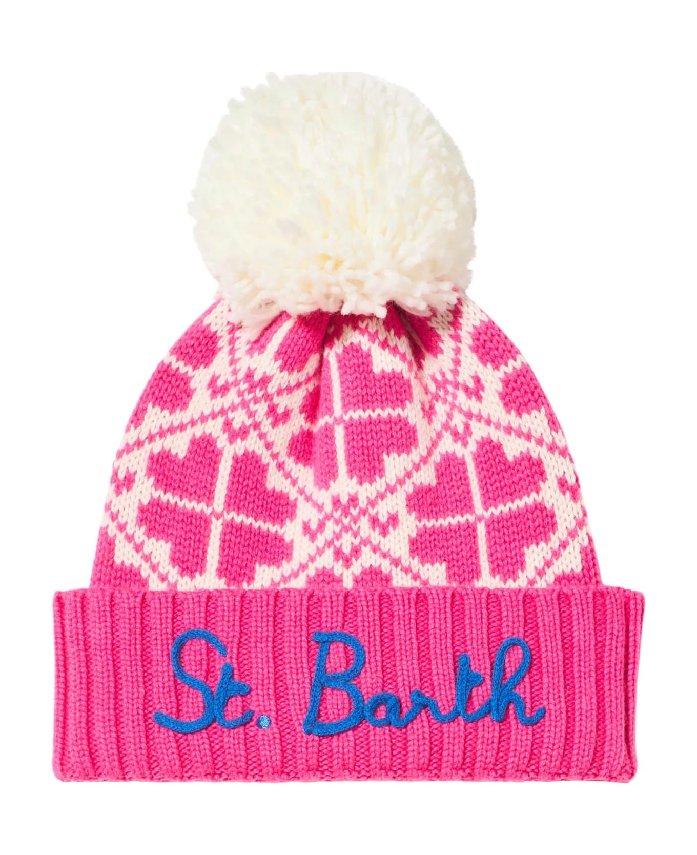MC2 Saint Barth Woman Fluo Pink Beanie With Pattern - PINK
