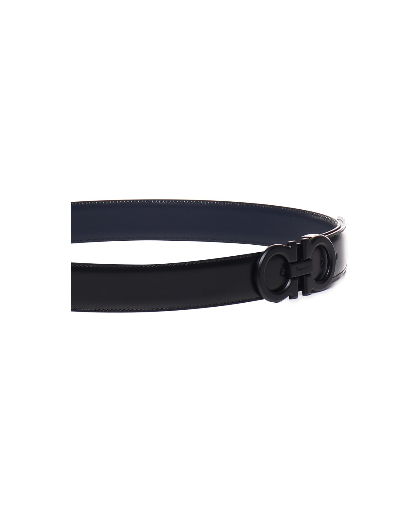 Ferragamo Gancini Reversible And Adjustable Belt - Black, blue
