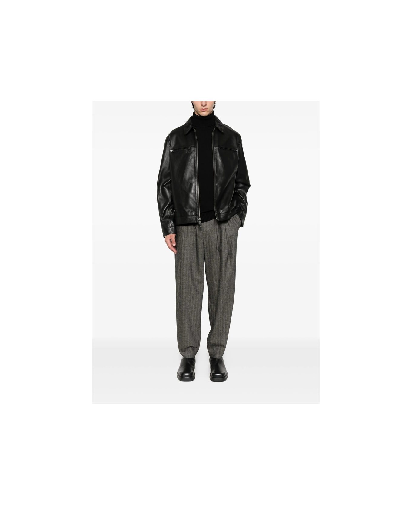 Calvin Klein Leather Outerwear - BLACK
