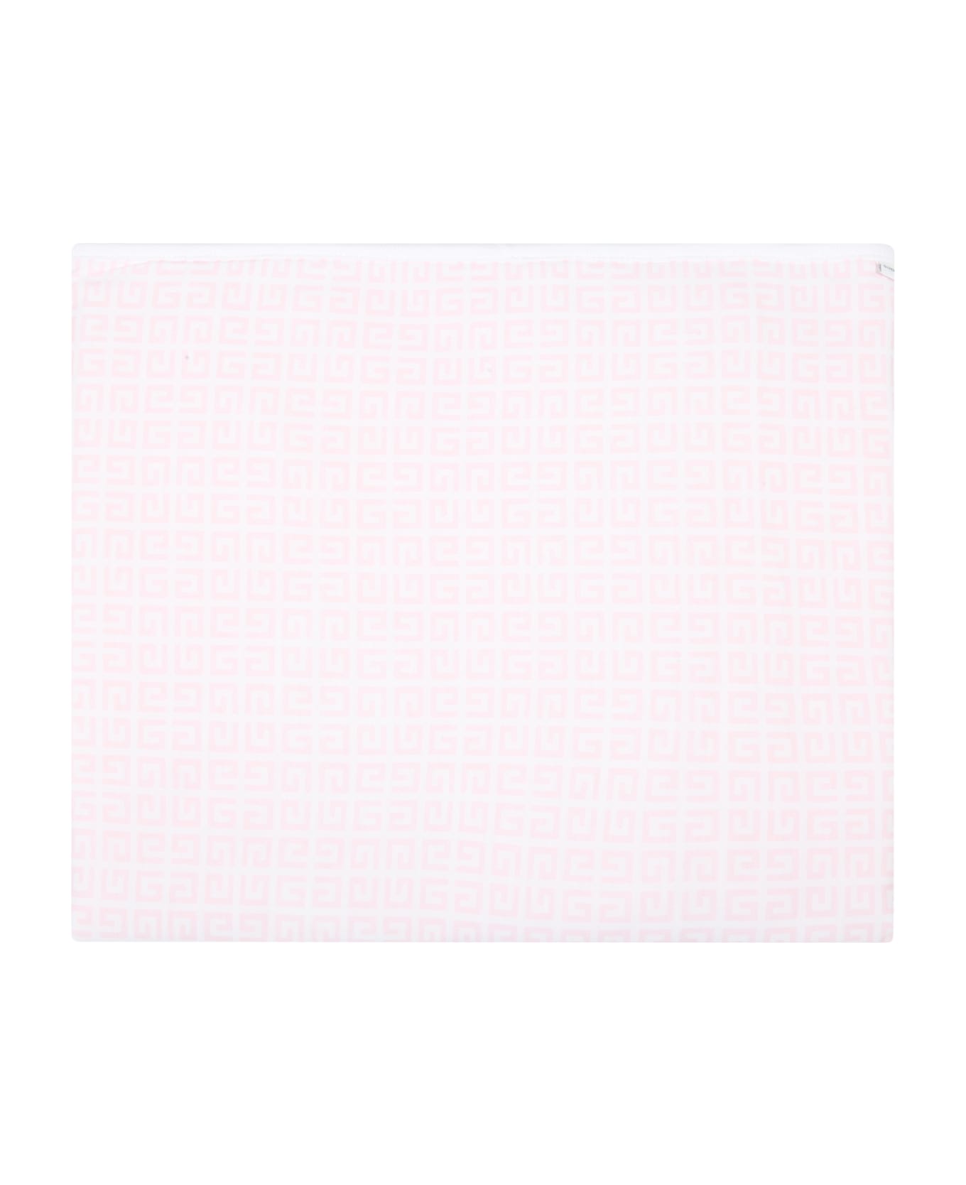 Givenchy Pink Blanket For Baby Girl With White Logo - Pink アクセサリー＆ギフト