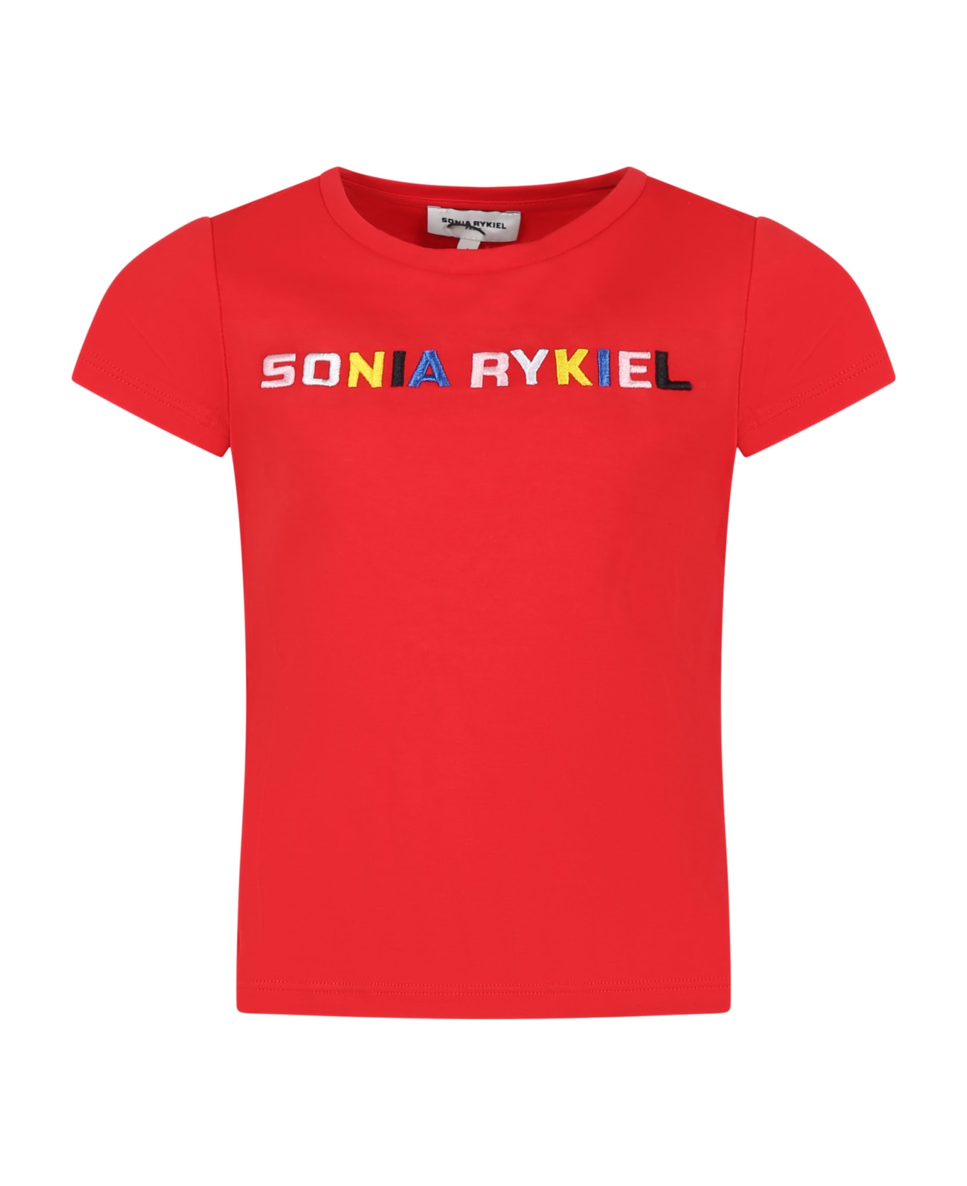 Rykiel Enfant Red T-shirt For Girl With Logo - Red