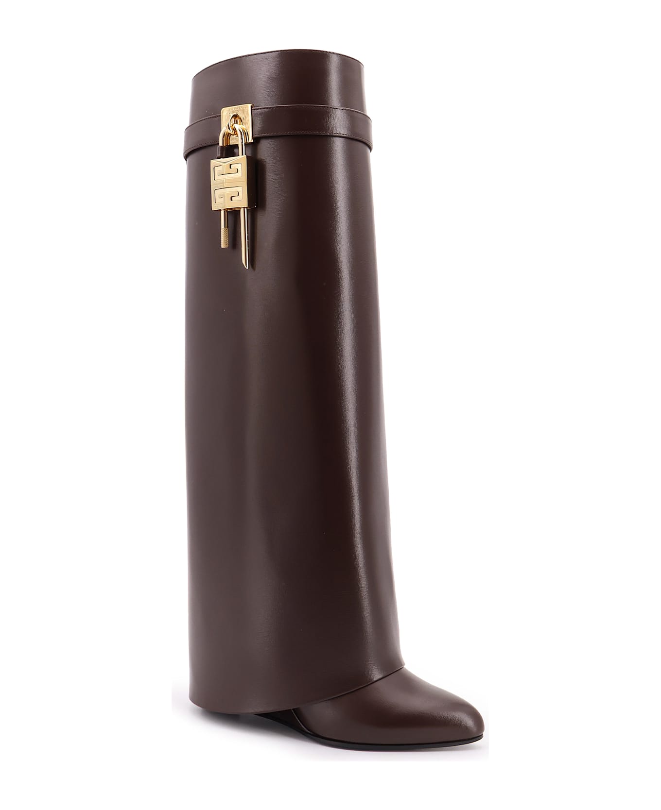 Givenchy Shark Lock Leather Boots - EBONY BROWN ブーツ