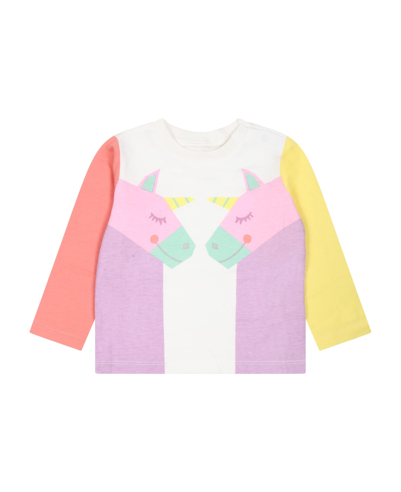 Stella McCartney Kids White T-shirt For Baby Girl With Unicorns - Multicolor