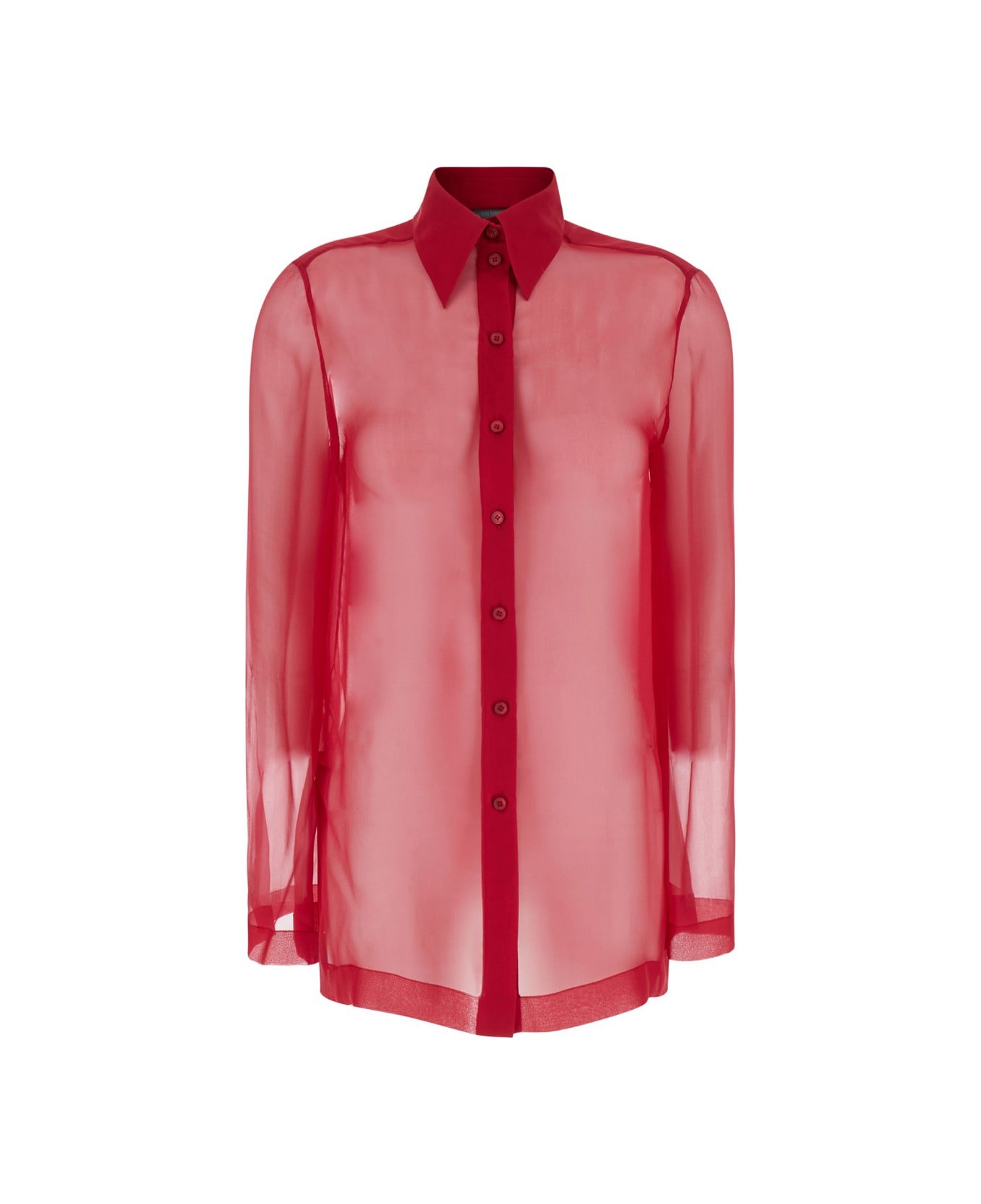 Alberta Ferretti Red Shirt With Pointed Collar In Chiffon Woman - Red
