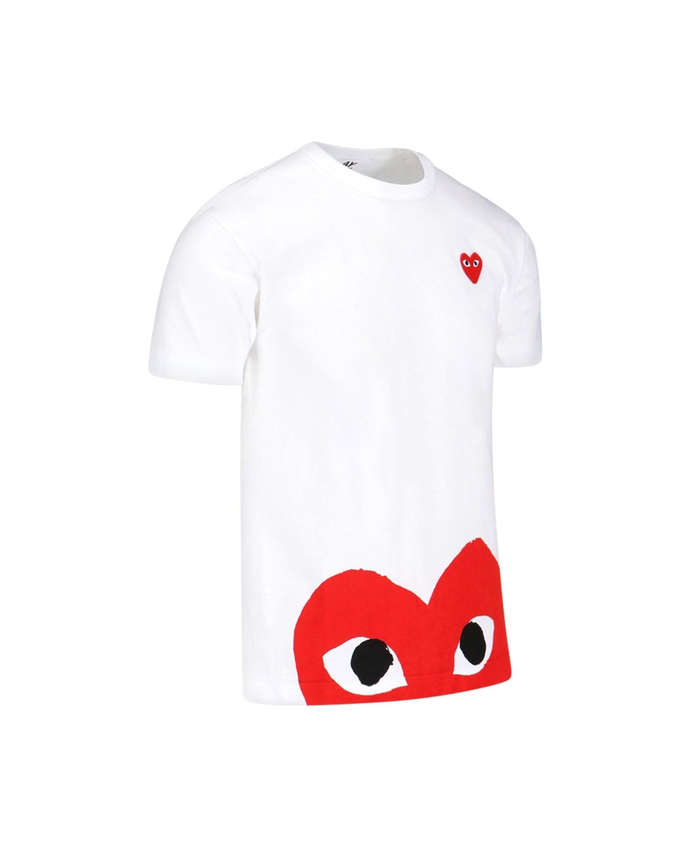 Comme des Garçons Play Heart Print T-shirt - White