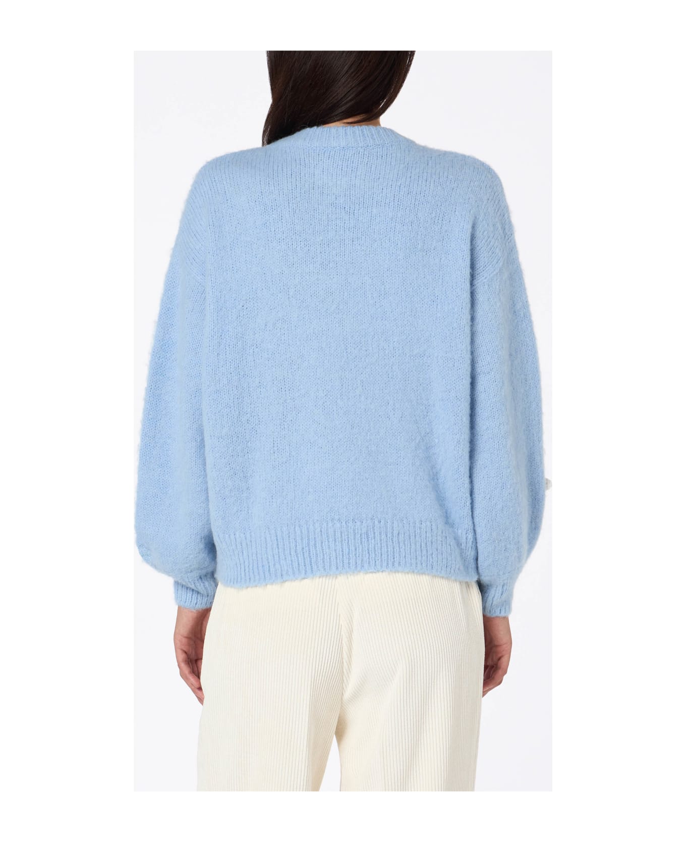 MC2 Saint Barth Brushed Knit Sweater With Clouds Details - BLUE
