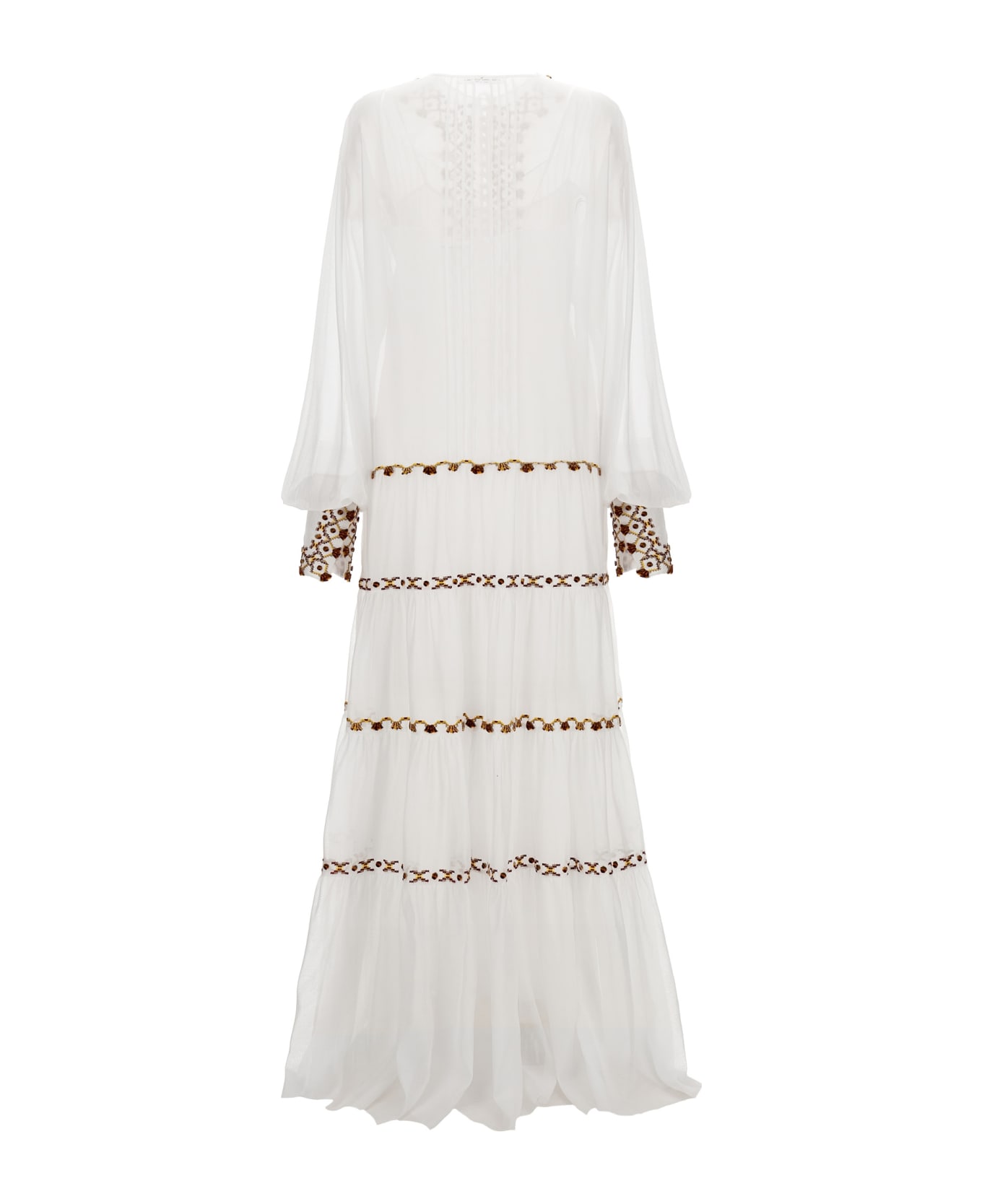 Ermanno Scervino Embroidery Kaftan Dress - White