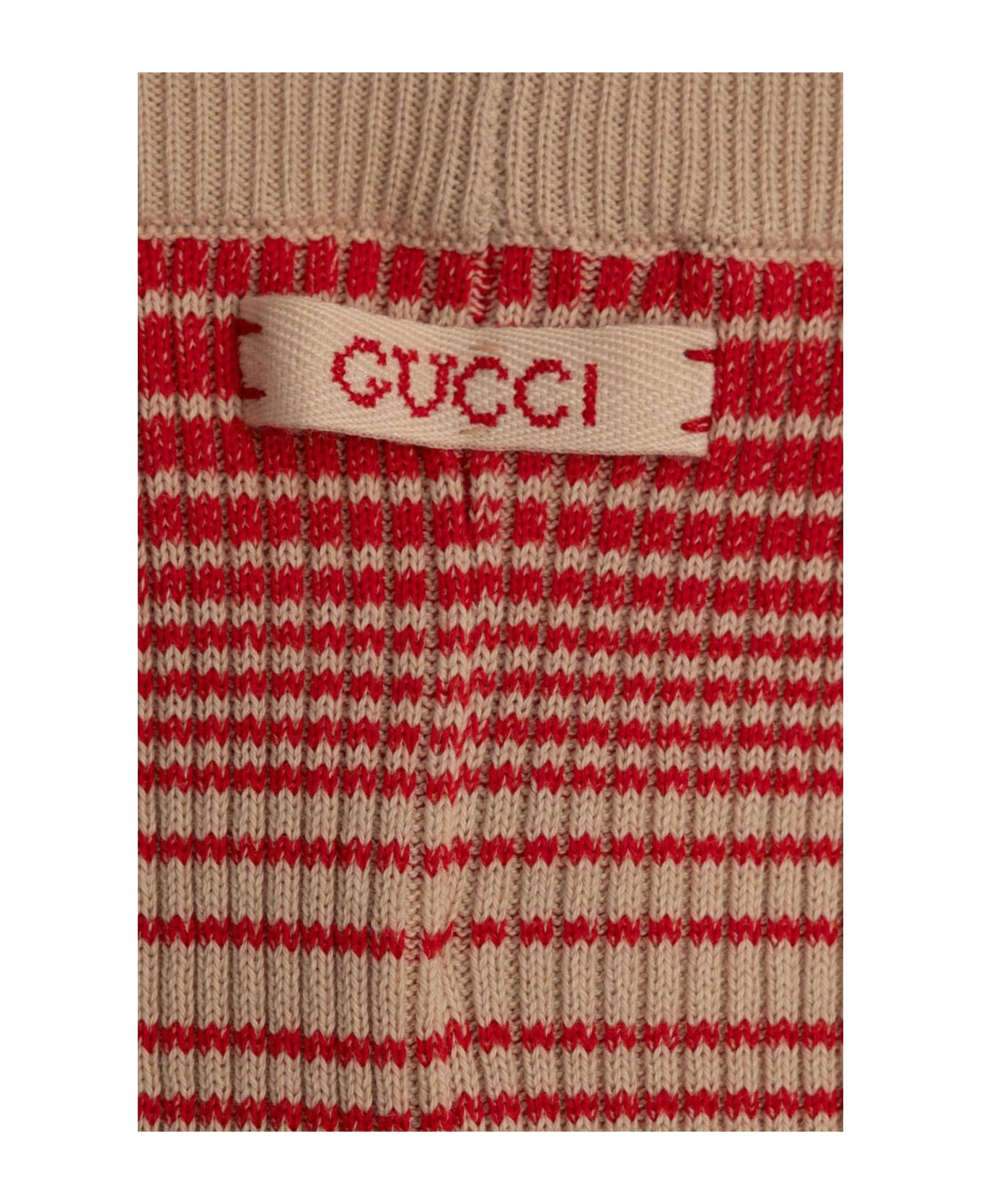 gucci WHT Logo Patch Striped Shorts - Rosso