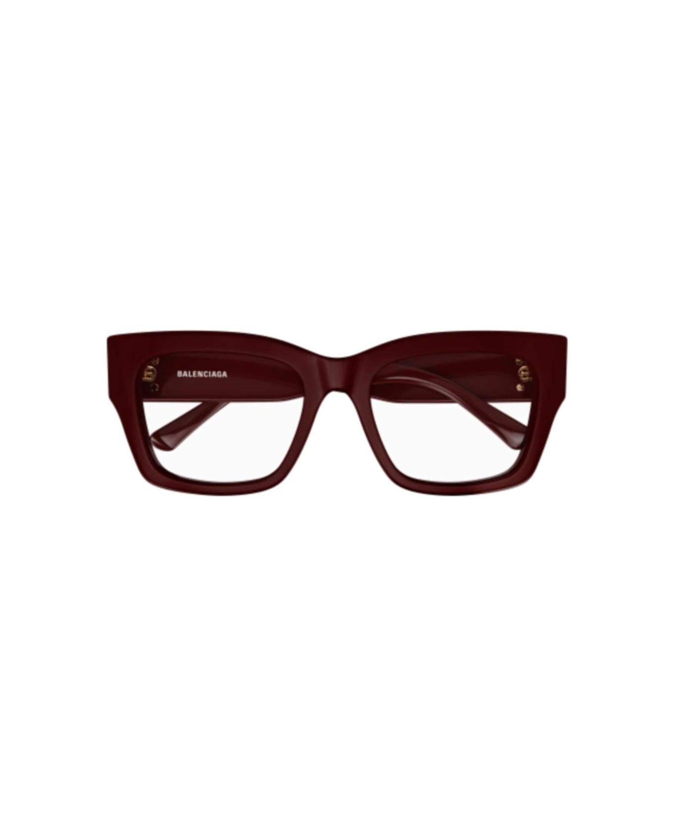 Balenciaga Eyewear Rectangle Frame Glasses - 009 burgundy burgundy tra