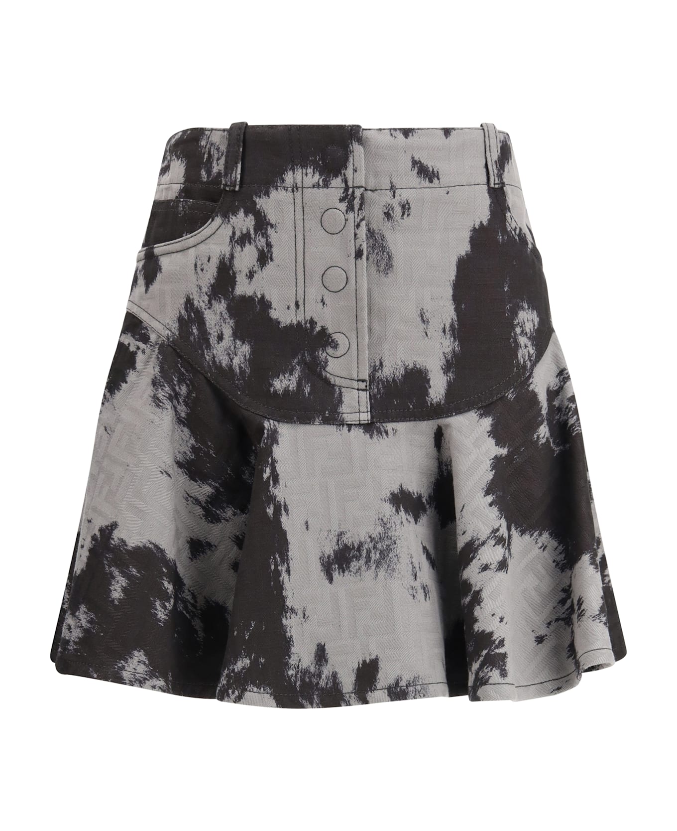 Fendi Denim Miniskirt With Animalier Motif