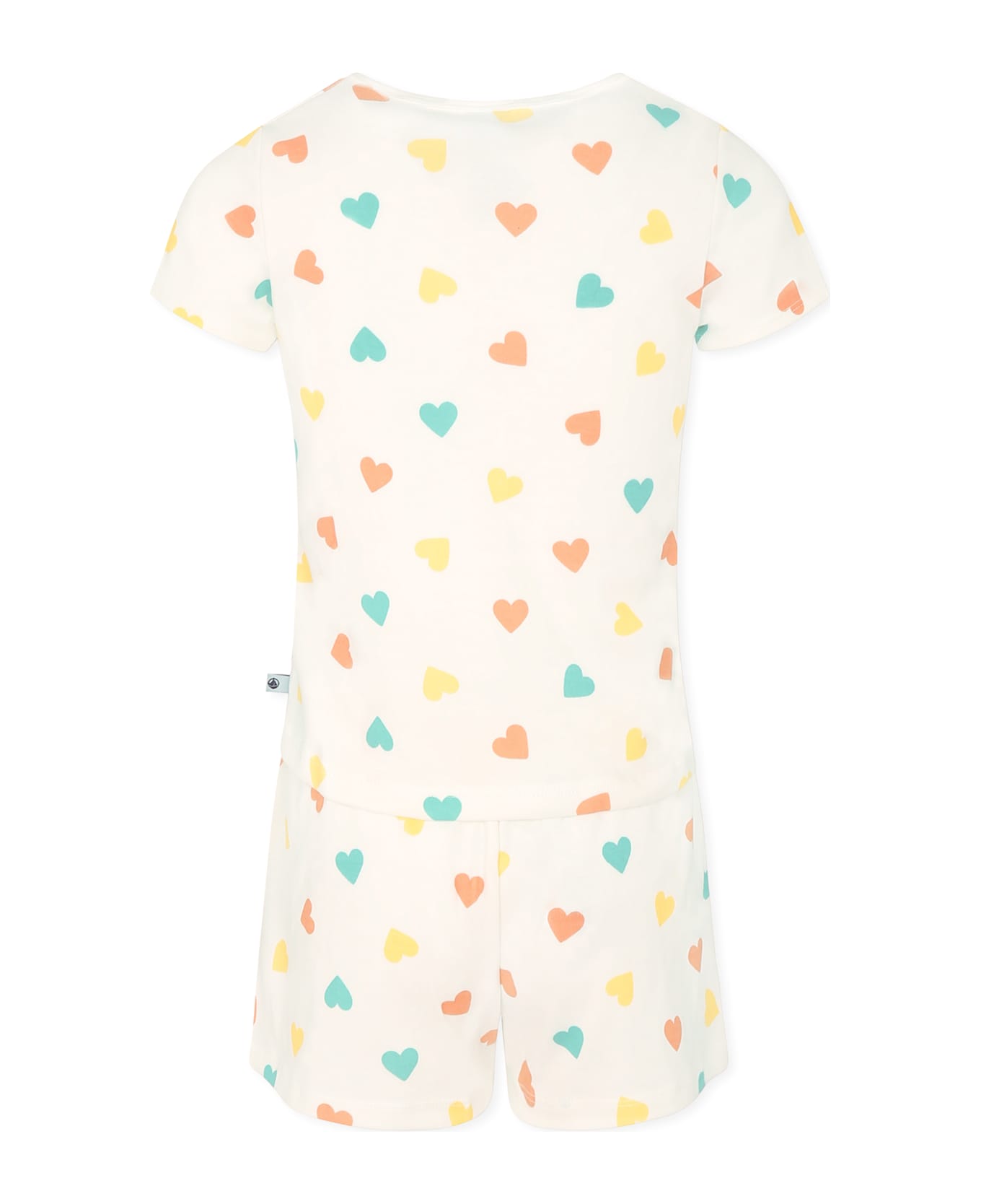 Petit Bateau White Pajamas For Girl With Hearts - White