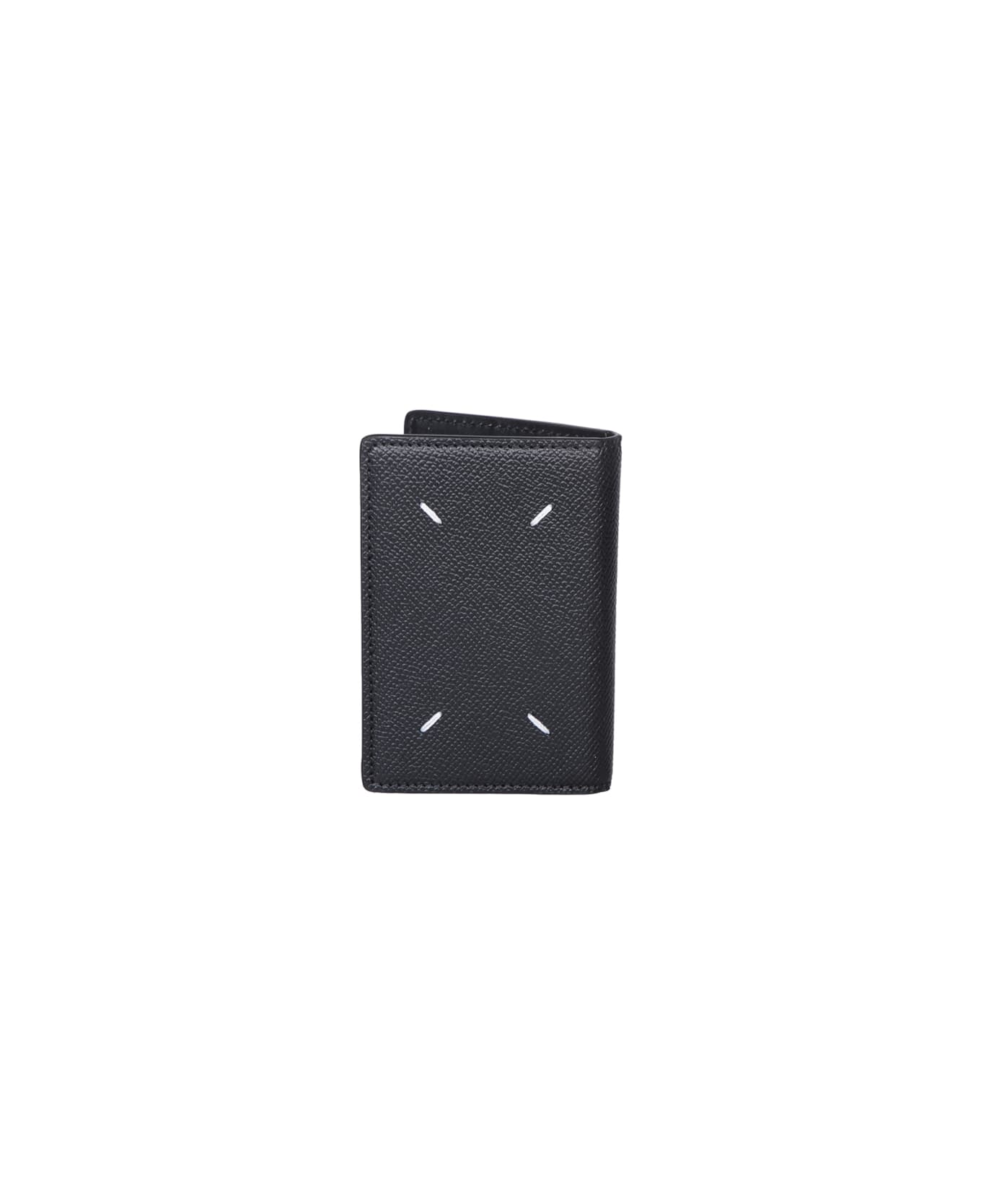 Maison Margiela Card Holder In Textured Leather - Black